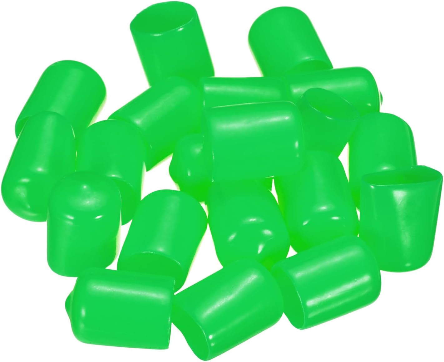 uxcell 20pcs Rubber End Caps 15mm ID Vinyl PVC Round Tube Bolt Cap Cover Screw Thread Protectors Green