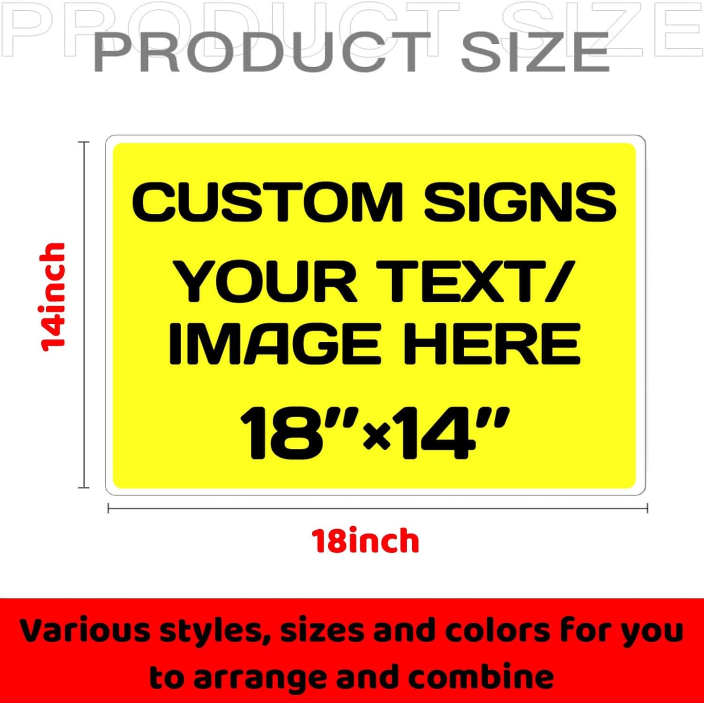 Repaly Personalized signs,Aluminum Weatherproof Metal Sign Multiple Sizes Custom Personalized Text And picture Here,hazard sign,garden sign,custom door sign,Customised business signs Yellow 18×14