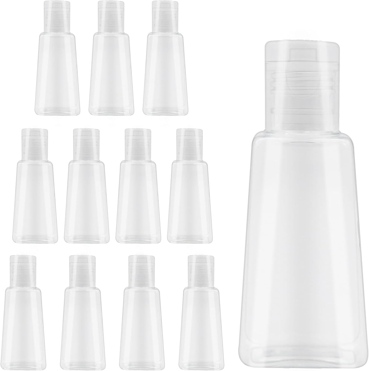 INNOLIFE 12 Pack 1oz Flip Cap Squeeze Bottles, Clear Plastic Travel Bottle, 30ml Refillable Empty Bottles BPA Free Container for Liquid, Lotions, and Toiletries