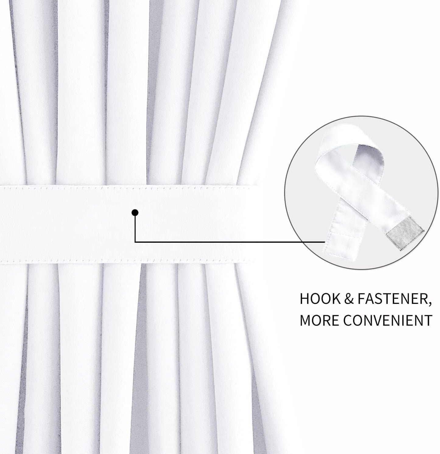 DWCN French Door Curtains – Rod Pocket Thermal Curtain for Window/Patio Doors/Doorways/Classroom/Kitchen for Privacy, 12W by 72L Inches, 1 Panel with Tieback, Pure White