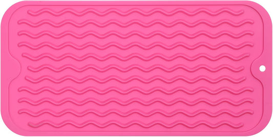 Silicone Dish Drying Mat for Multiple Usage,Easy clean,Eco-friendly,Heat-resistant Silicone Mat for Kitchen Counter or Sink,Refrigerator or Drawer Liner Rose S 12 inches x 6 inches