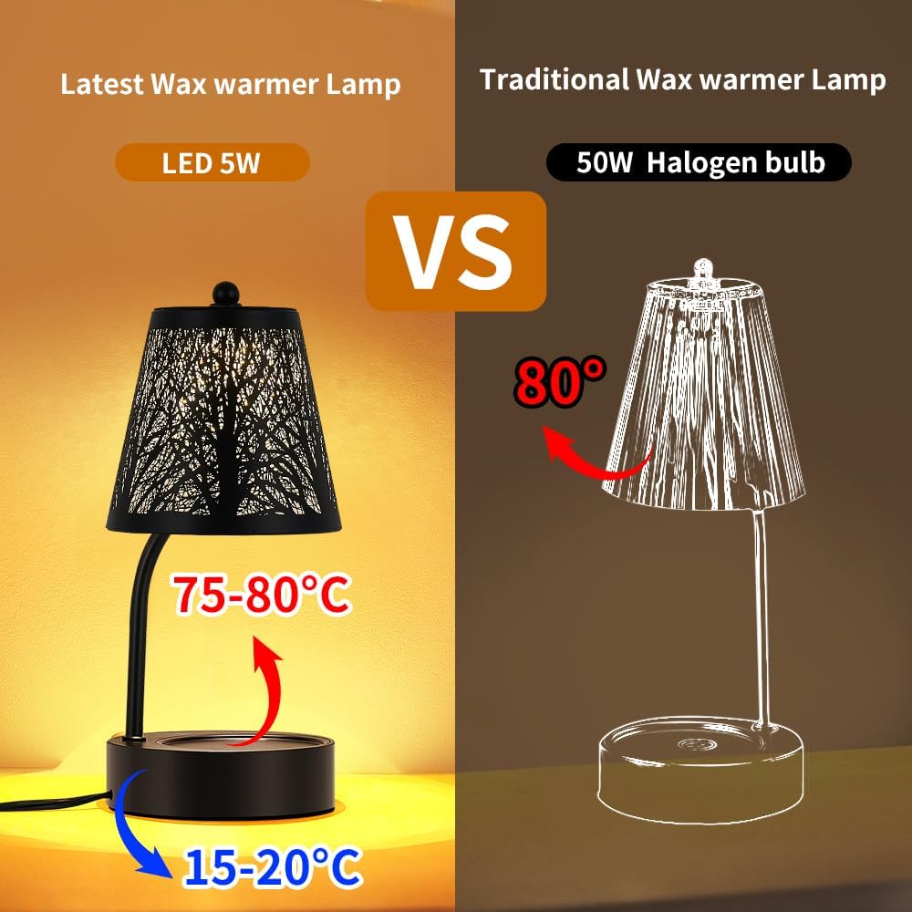 Black Tree ﻿Candle Warmer Lamp, LED Colors Changing Candle Warmer with Timer, Bedroom Living Room Home Decor Wax Melting Warmer for Jar Candles (Black Tree)