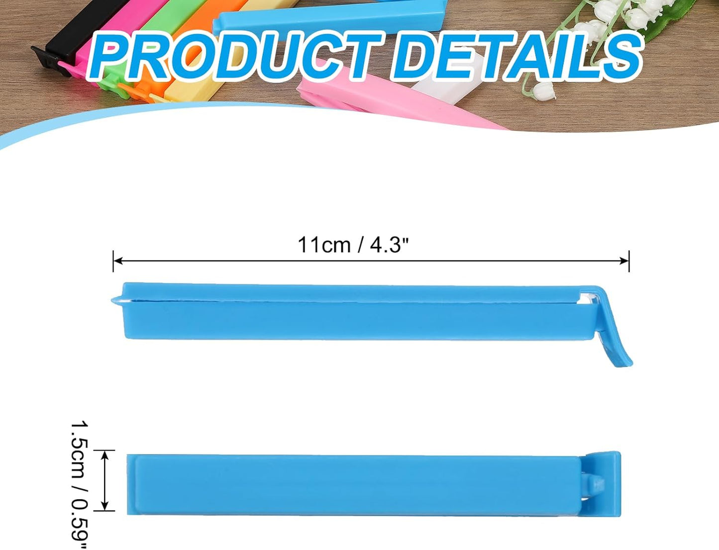 PATIKIL Sealing Clips 4.3 Inch, 10 Pack Reusable Plastic Bag Clip Clamp Sealer for Food Storage Snack Bag Home Kitchen, Blue
