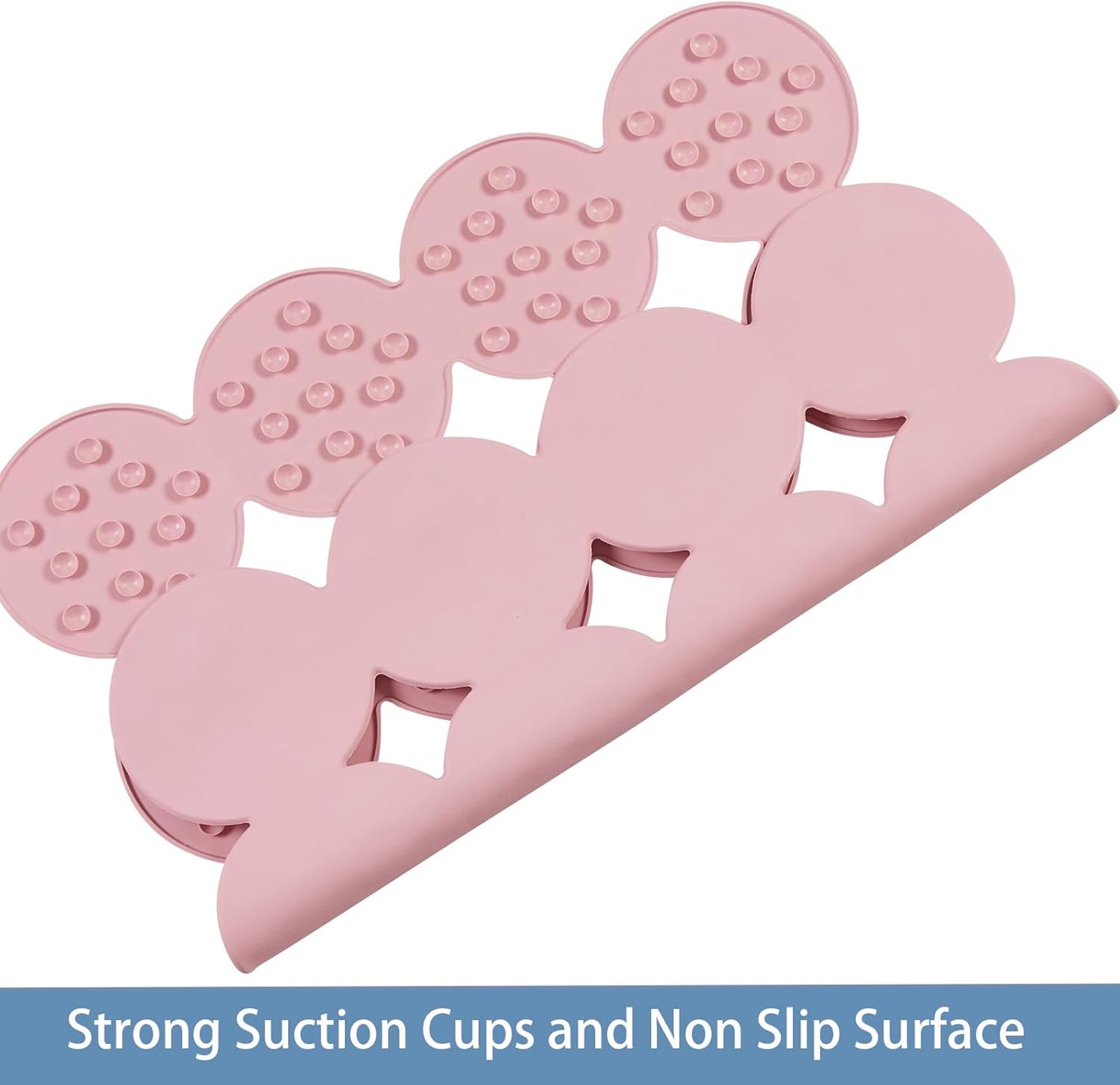 Square Shower Mat Nonslip - Rubber Bathtub Mat with Suction Cups for Inside Shower Bathroom Floor (Pink, 21X21)