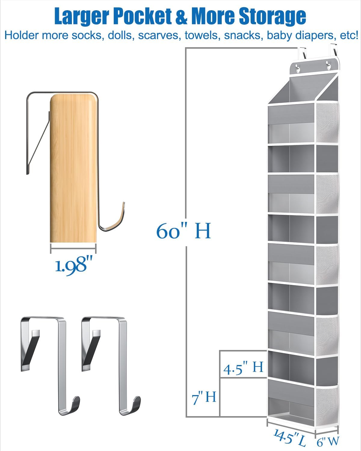 Over The Door Storage Organizer, RV Bathroom Organizer, Over The Door Organizer Camper Storage and Organization, 5 Shelf Hanging Over Door Organizer for Camper, Bathroom, Bedroom, Closet
