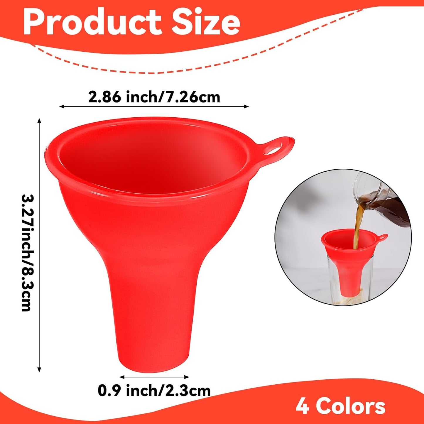 4Pcs Funnels for Kitchen Use Filling Bottles Silicone Funnel Wide Mouth Funnel Multi Color Flexible Condiment Funnel Kitchen Gadgets Accessories for Filling Water Bottle Liquid Transfer