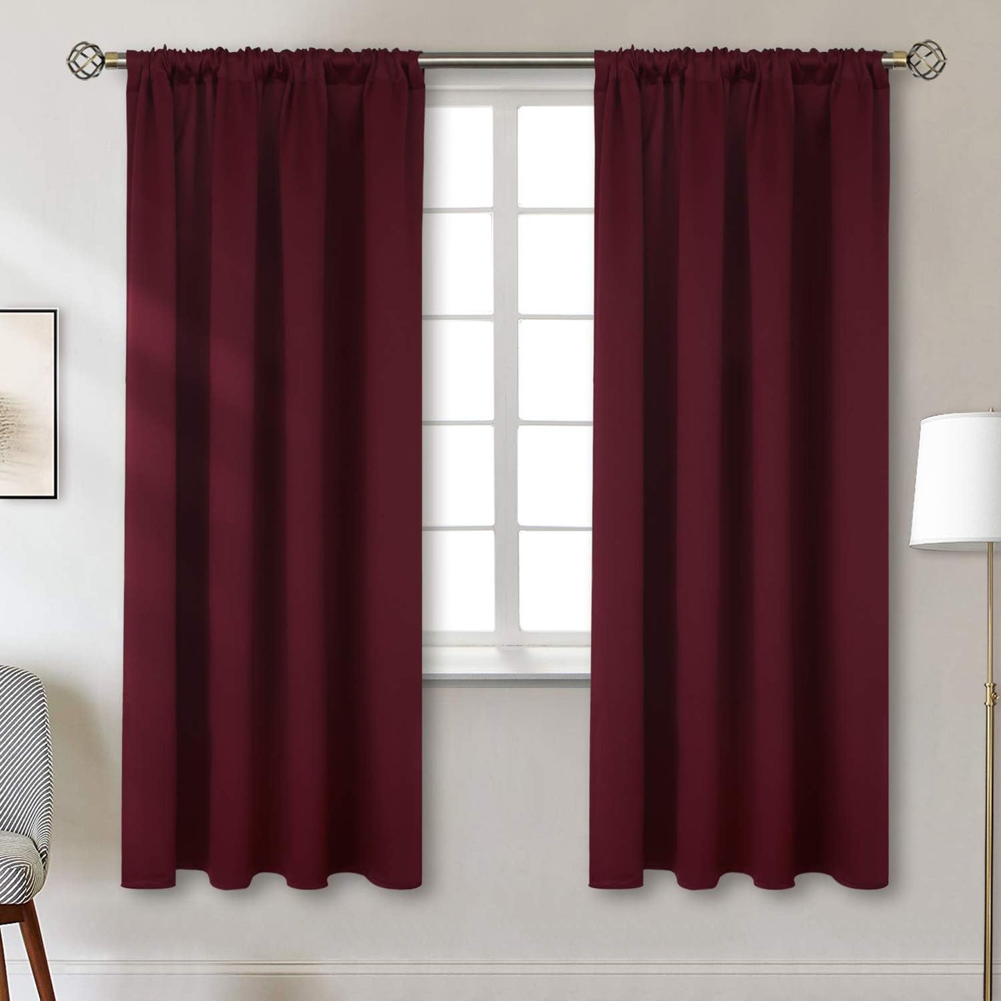 BGment Burgundy Blackout Curtains 72 Inch Length 2 Panels for Living Room - Thermal Insulated Drapes with Rod Pocket Privacy Christmas Decor for Dining Bedroom, 52 x 72 Inch