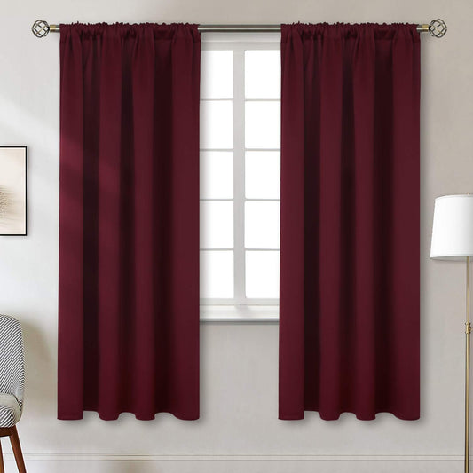 BGment Burgundy Blackout Curtains 72 Inch Length 2 Panels for Living Room - Thermal Insulated Drapes with Rod Pocket Privacy Christmas Decor for Dining Bedroom, 52 x 72 Inch