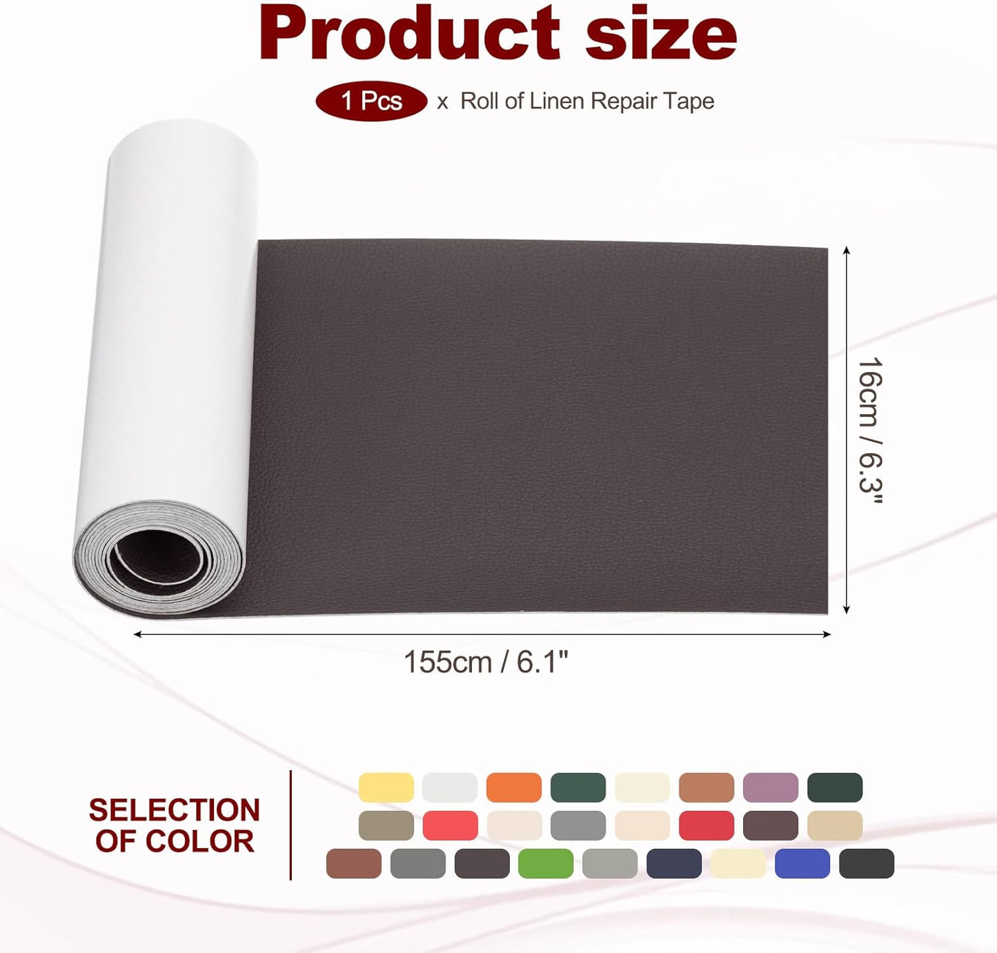 PATIKIL Leather Patches Tape for Furniture, 6.3 x 61 Inch Self Adhesive Vinyl Leather Repair Kit Cover Sheet for Couch, Sofa, Car Seats, Office Chair, Deep Coffee