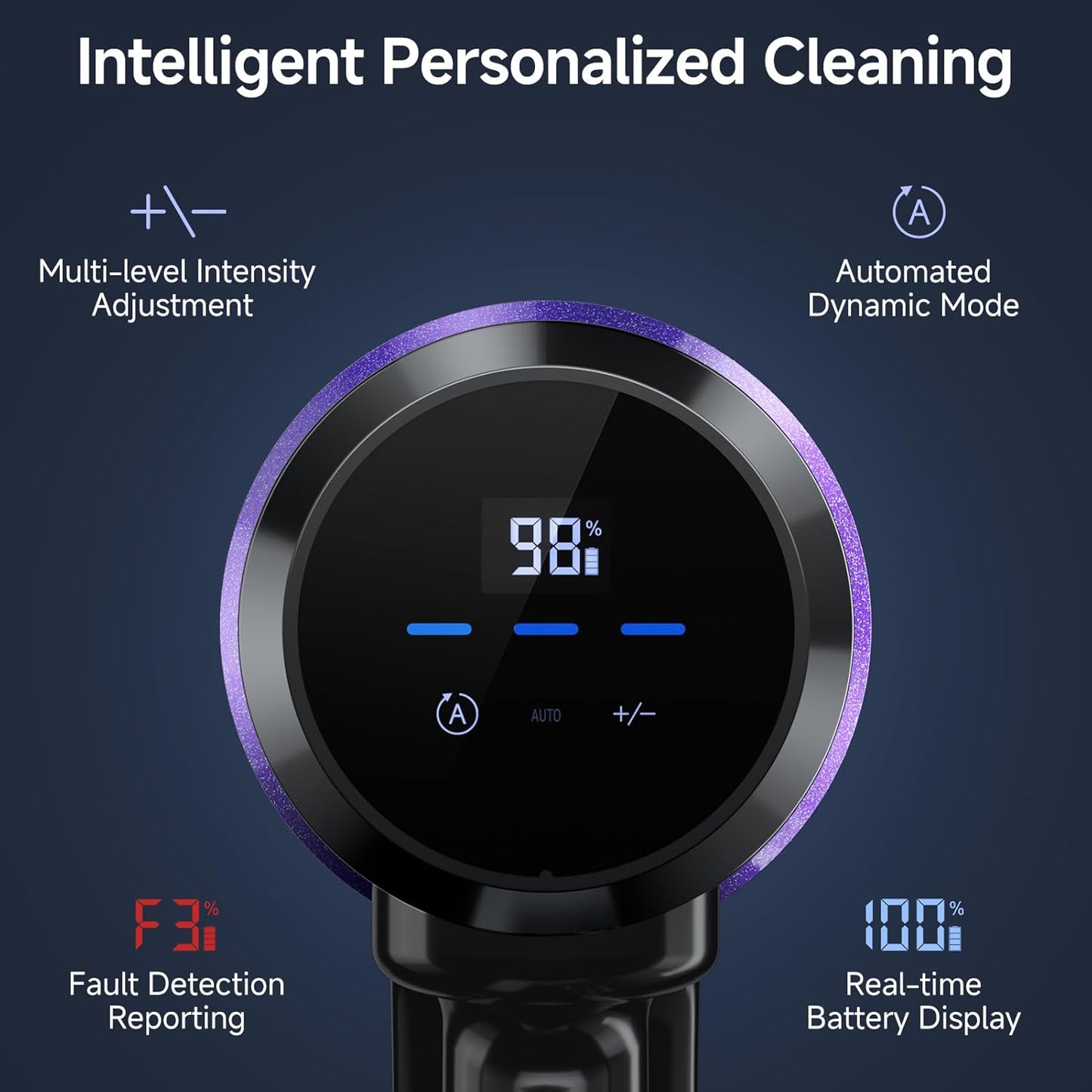 Cordless Vacuum Cleaner, 550W/50Kpa/70Mins Vacuum Cleaners for Home with Smart Auto Mode/LED Touch Display, Self-Standing Cordless Stick Vacuum Rechargeable, Vacuum Cleaner for Pet Hair/Carpet/Floors