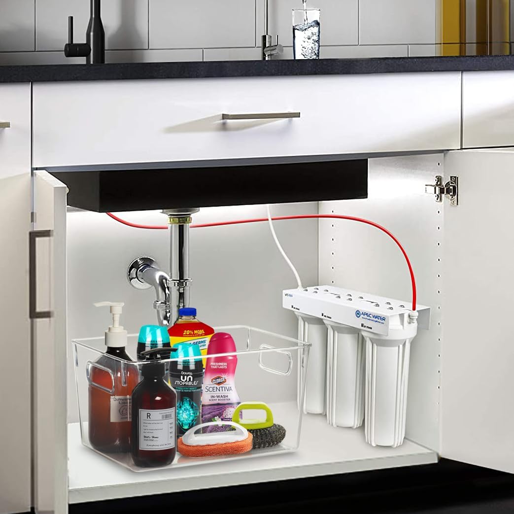 Set Of 8 Clear Pantry Organizers Bin, 4 Large and 4 Small Stackable Organizing Bins for Pantry, Kitchen and Cabinet Organizer