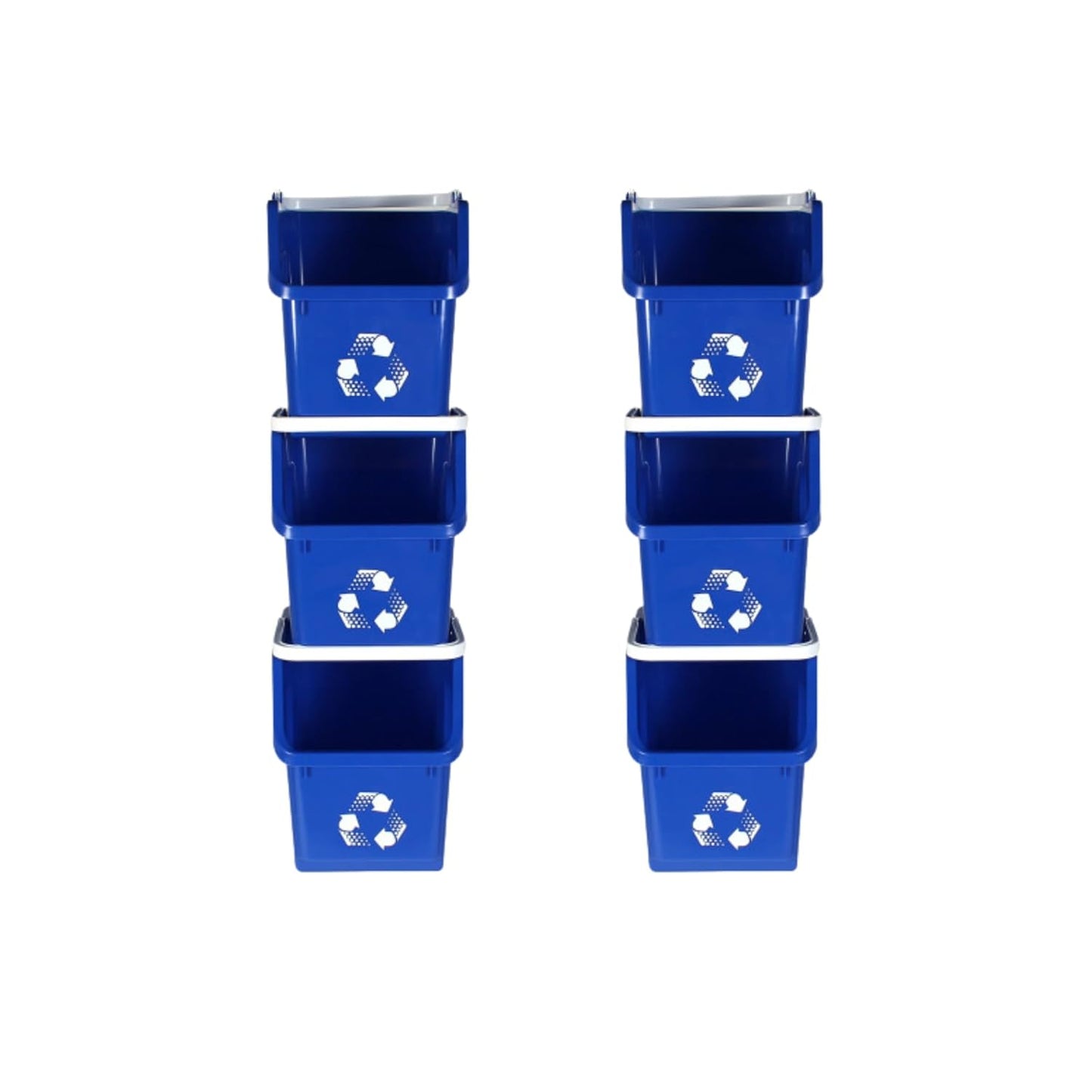 6 Gallon Stackable Recycling Bins for Homes, Garages, Offices Made of 100% Recycled Plastic - (Blue, 6 Pack)
