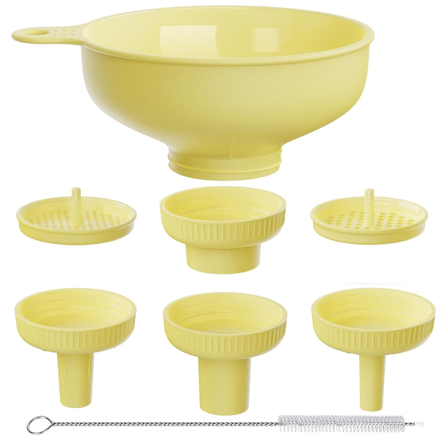 Wide Mouth Kitchen Funnel, Food Grade Plastic Cooking Canning Funnel with 4 Sizes Spouts for Filling Wide and Regular Mason Jars, Spray Dropper Oil Bottle Jug Spices Shampoo Sauce