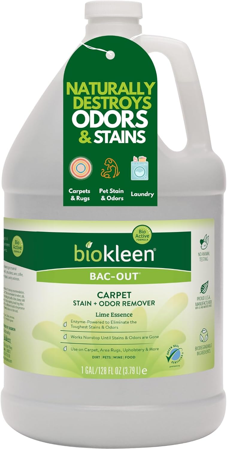 Biokleen Bac-Out Enzyme Stain & Odor Remover - 128 Ounces - Destroys Stains & Odors Safely, for Pet Stains, Laundry, Diapers, Wine, Carpets, & More, Eco-Friendly, Non-Toxic