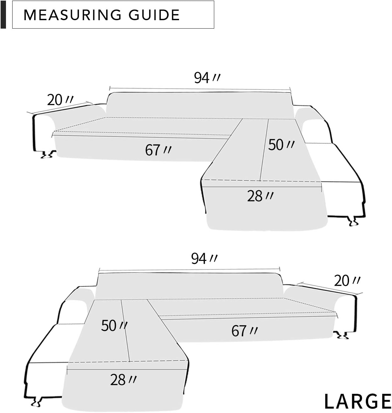 Easy-Going Sofa Slipcover L Shape Sofa Cover Sectional Couch Cover Chaise Slip Cover Furniture Protector Cover for Pets Kids Children Dog Cat (Large,Brown/Brown)