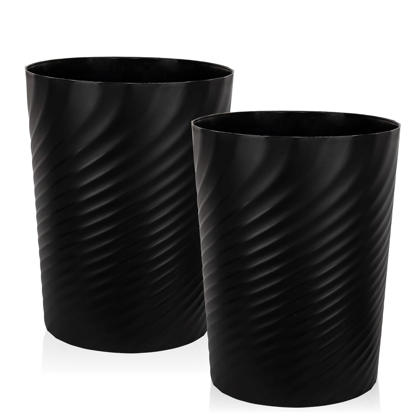 UUJOLY Plastic Small Trash Can Wastebasket, Garbage Container Basket for Bathrooms, Laundry Room, Kitchens, Offices, Kids Rooms, Dorms, (Black, 2.6 Gallon/2 Pack)