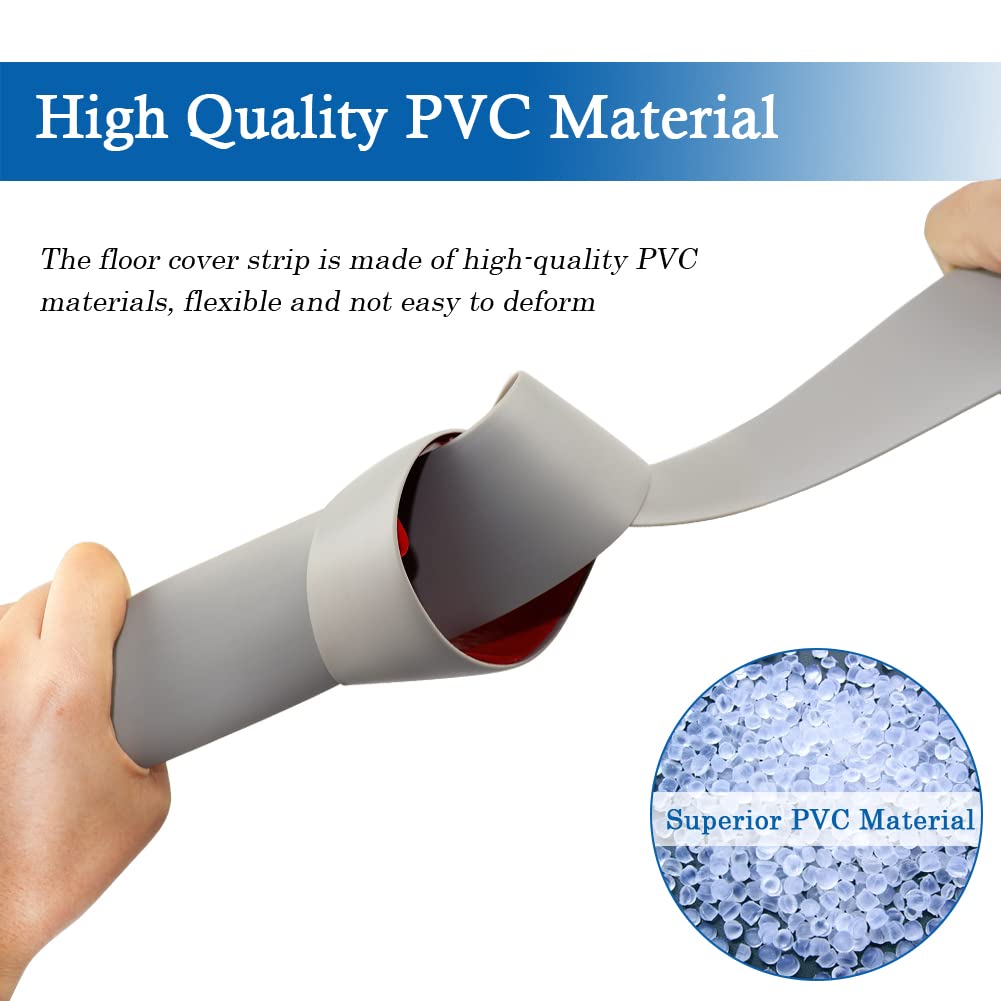 Floor Transition Strip Self Adhesive Floor Cover Strips Laminate 3" Wide Vinyl Flat Divider Transitions (7.5cm, 3.3Ft, Gray)