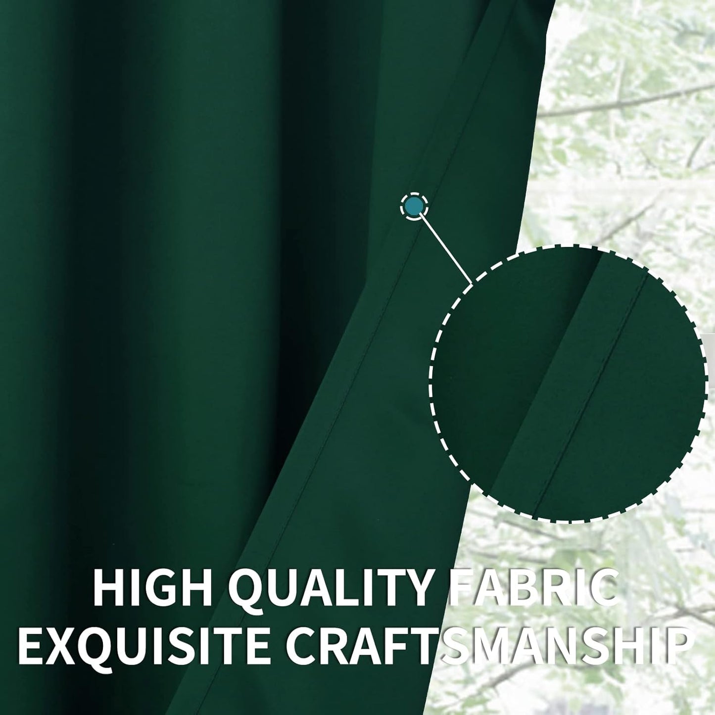 BGment Emerald Green Blackout Curtains 54 Inches Length - Thermal Insulated Rod Pocket Short Room Darkening Drapes for Bedroom Kitchen Bathroom, 42 x 54 Inch, 2 Panels
