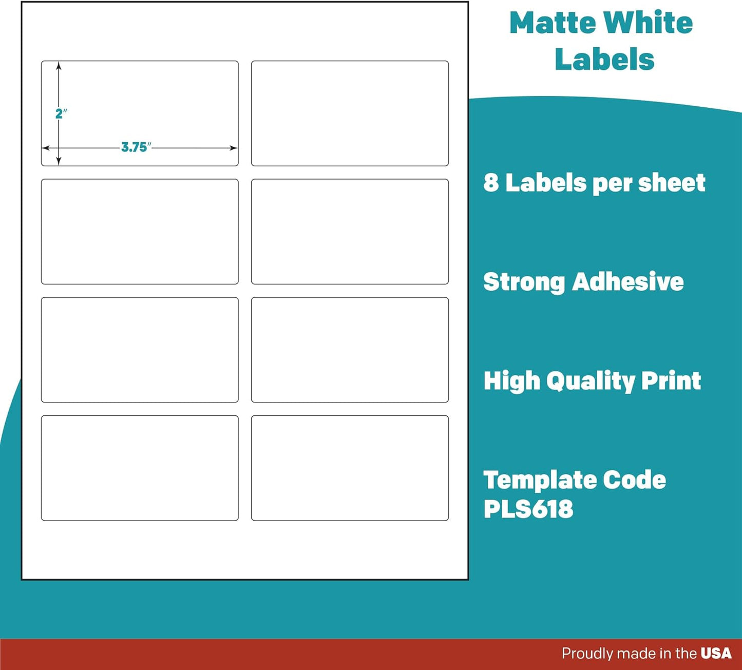 Premium Label Supply White Sticker Mailing Labels – 3.75" x 2" – Laser/Inkjet Compatible – (8 per Sheet), 500 Sheets – 4000 Total Adhesive Labels