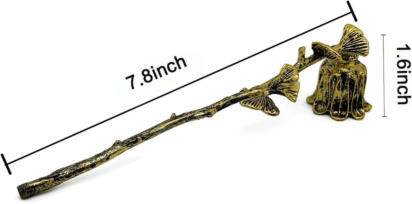 Candle Snuffer, Candlesnuffers Wick Snuffer Candle Extinguisher Accessory for Putting Out Extinguish Candle Wicks Flame Safely, Ginkgo Leaf Design Retro Gold