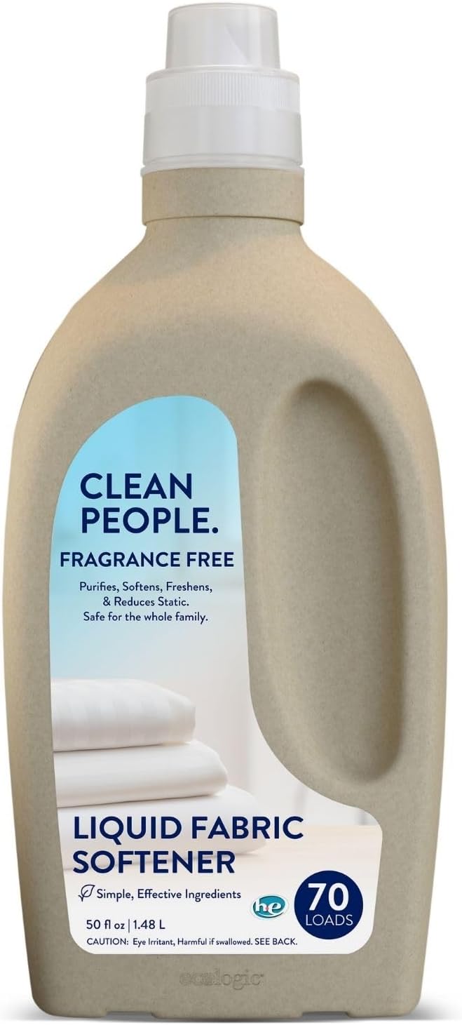 The Clean People Liquid Fabric Softener - Softens & Removes Static Cling - Vegan (50 Fl Oz, Fragrance Free)