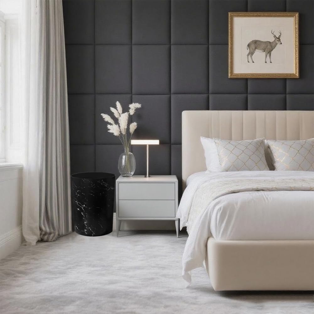 Feisco Small Trash Can for Bathroom, 2 Gallon Trash Can Trash Bin Wastebasket Garbage Can for Kitchen,Bathroom Office, Bedroom,Dorms,Laundry Room (Black, 2 Pack)