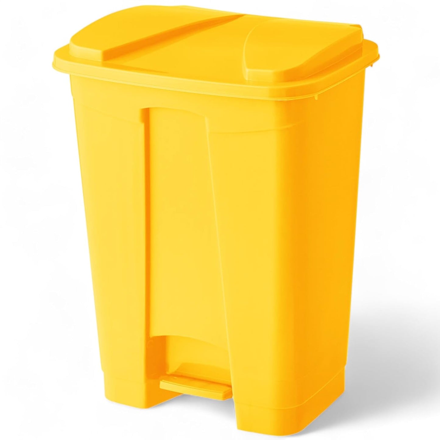 PRO&Family Step-On Trash Can with Lid, Plastic Waste Bin, Foot Pedal Operation (Yellow, 4 Gallon)