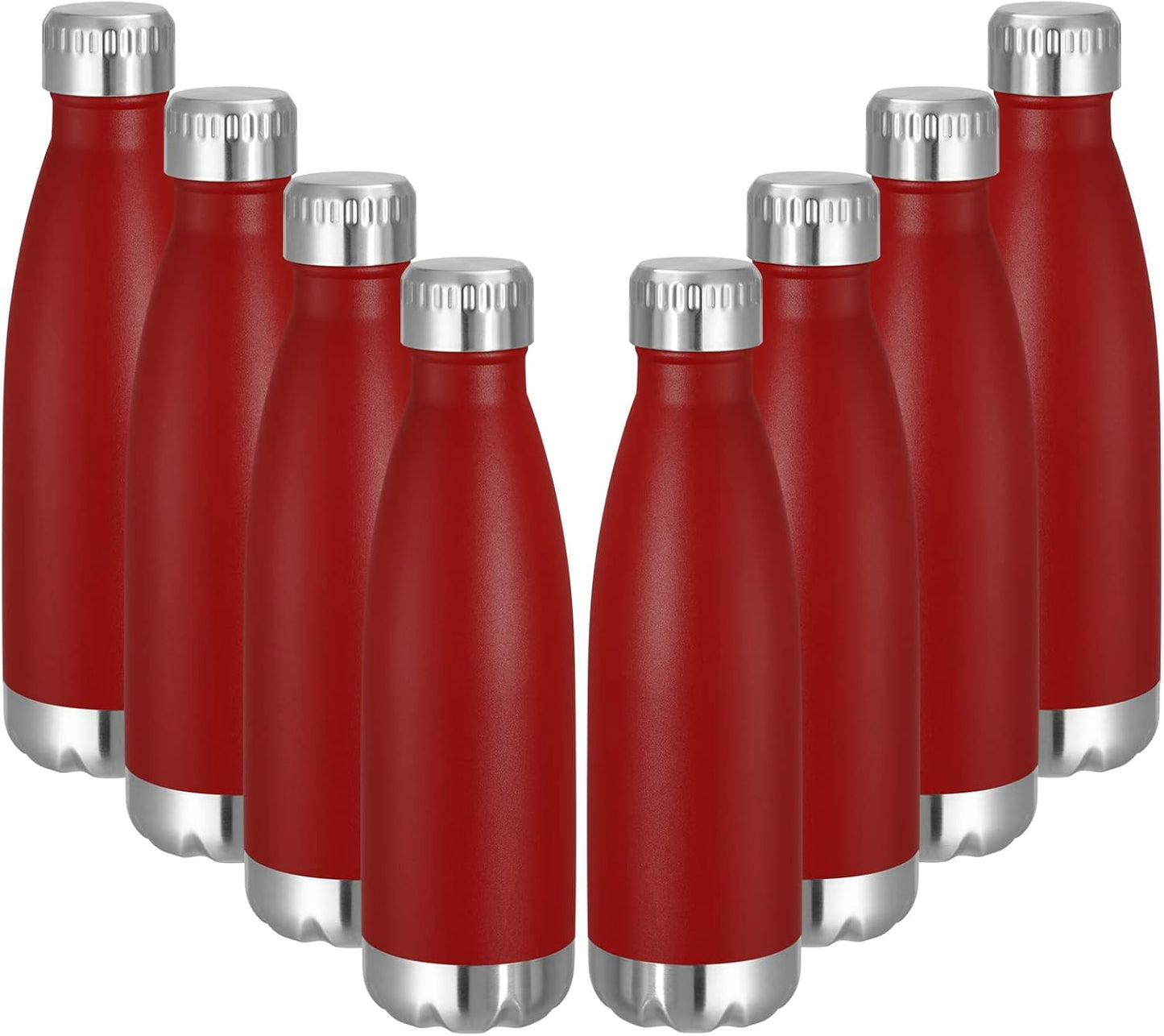 VEGOND 17oz Stainless Steel Water Bottles Bulk, Reusable Metal Sports Water Bottle Keeps Drink Hot and Cold, BPA Free Double Wall Vacuum Cola Shape Insulated Water Bottles for Camping Gym, 8 Pack