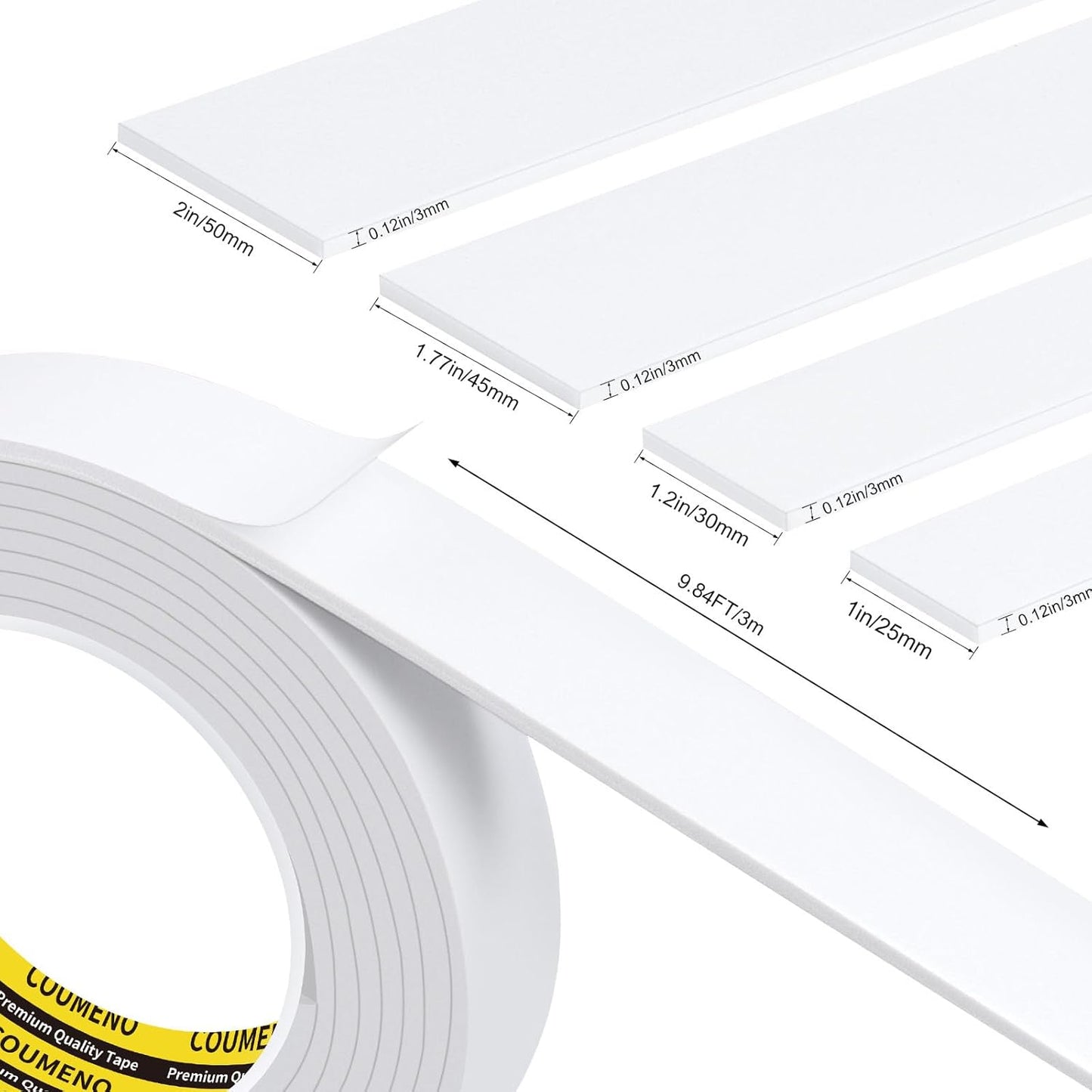Single-Sided Adhesive White Foam Tape (EVA Material), Single-Sided Sealing Foam pad Sponge Tape for Window Waterproofing, self-Adhesive, Suitable for Sealing Doors and Windows 1.2inX9.84FT