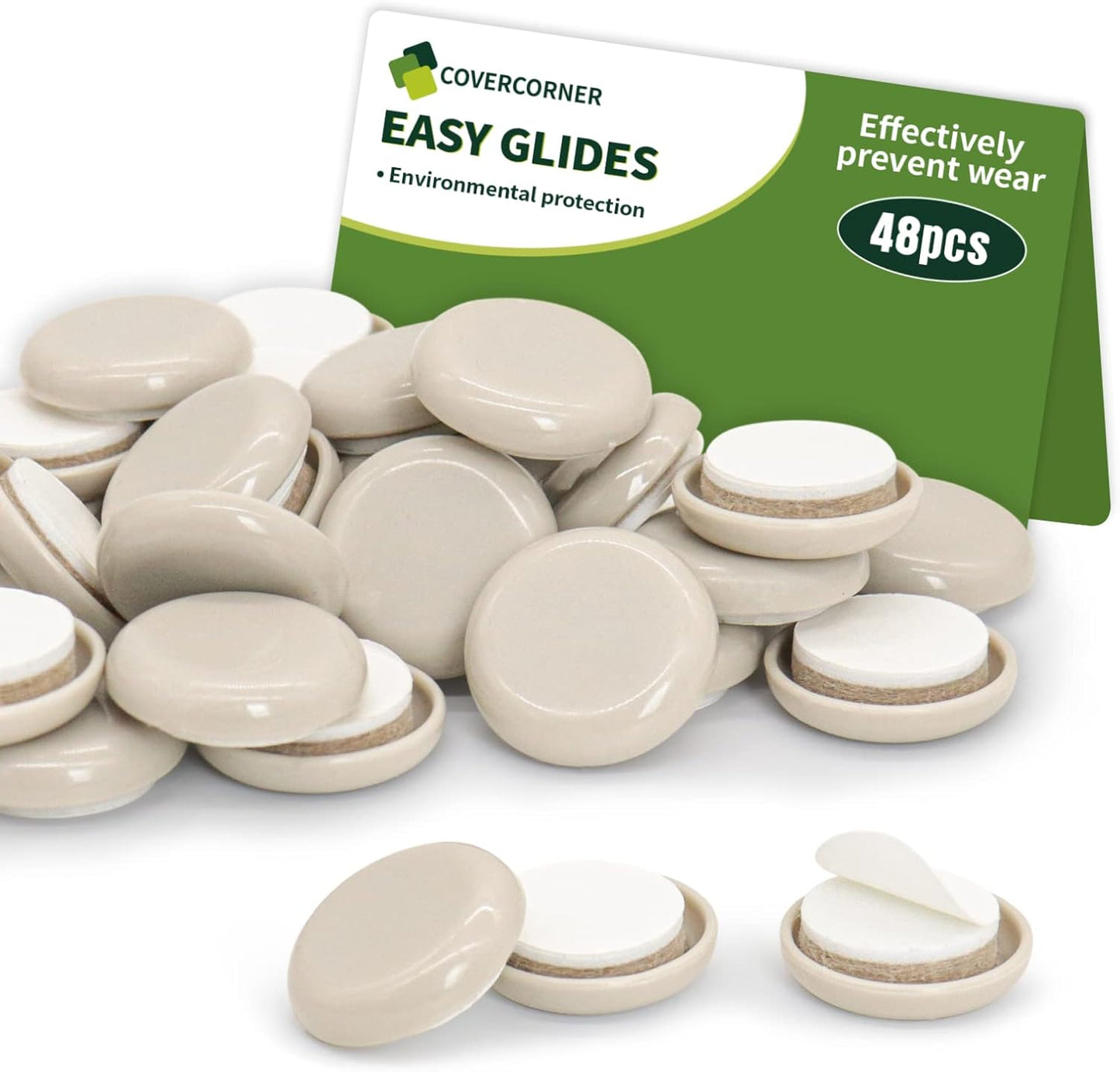 Furniture Sliders for Carpet 48 PCS - 1 inch Furniture Moving Slider Chair Legs Floors Protectors Appliance Slider for Kitchen Appliances