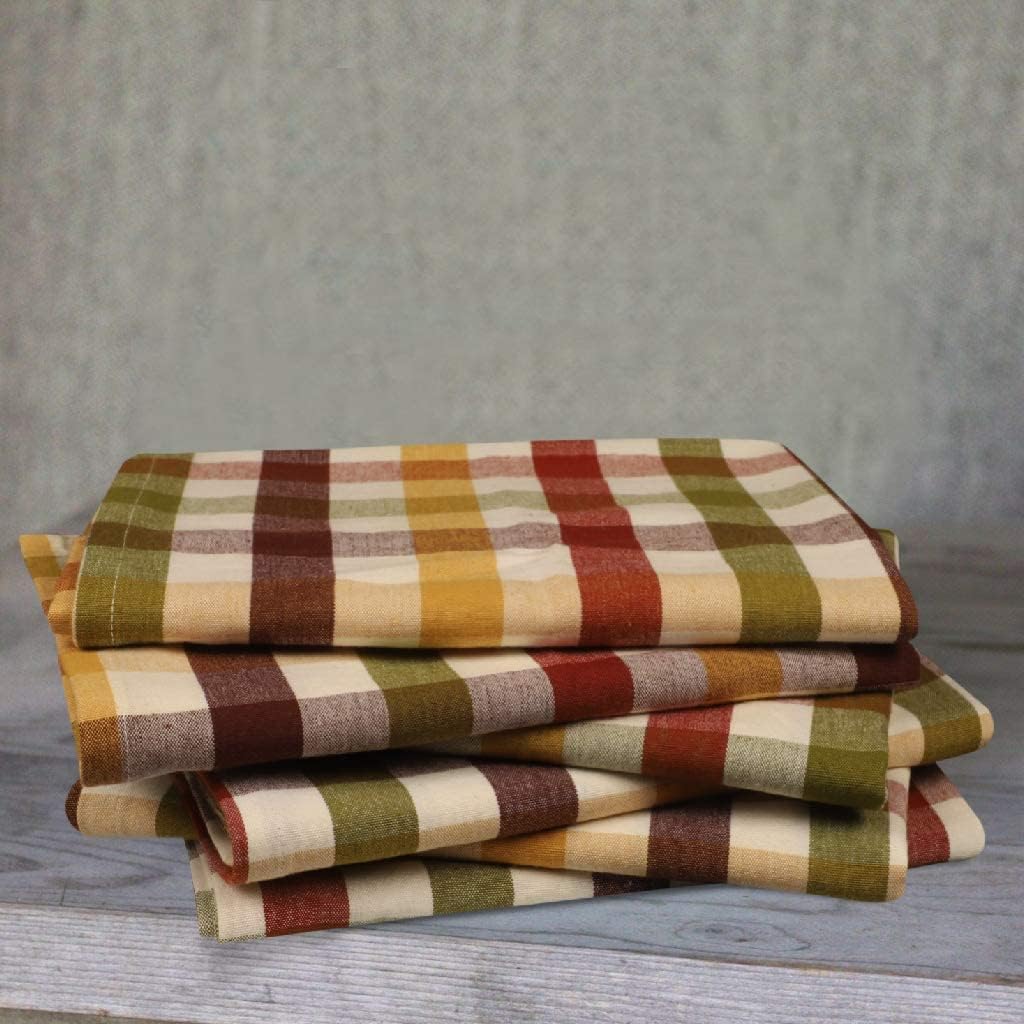 Kitchen Towels Set of 6 Multiolor Buffalo Checks 20X30 Inches, Soft Premium Cotton Highly Absorbent Towels, Washable & Reusable Tea Towel, Quick Drying Dish Cloths with Mitered Corner Towels