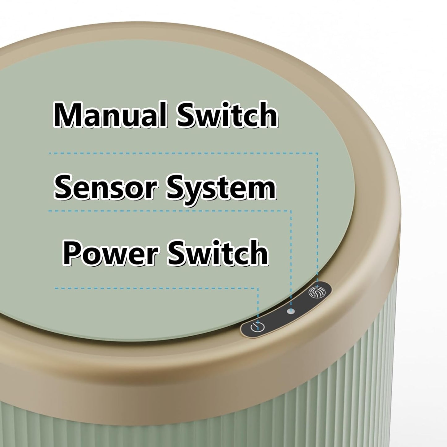 URALFA 3.7 Gallon Automatic Motion Sensor Bathroom Trash Can with Lid, 14 Liter Touchless Trash Bin, Smart Dog Proof Garbage Can, Small Waste Basket for Toilet, Office, Bedroom (Green)