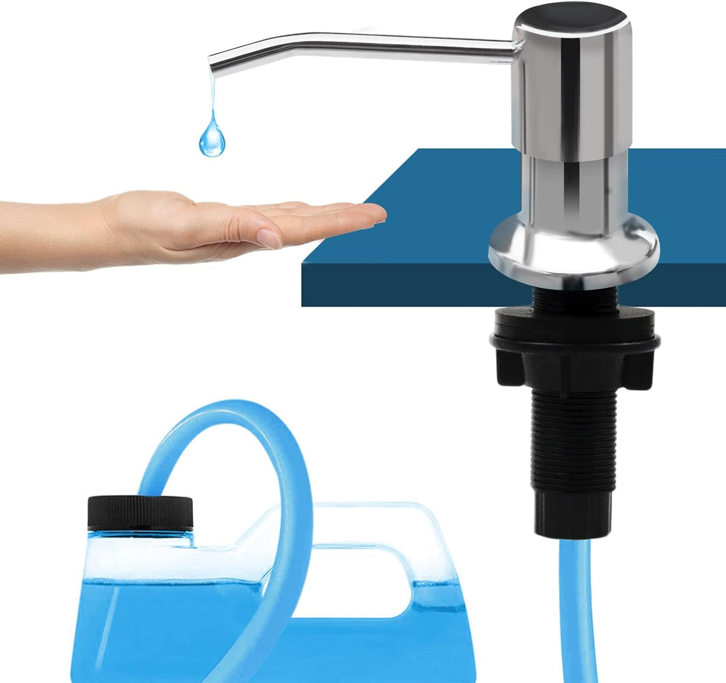 Soap Dispenser for Kitchen Sink, Kichen Sink Soap Dispenser, 47"" Extension Tube kit, Under Sink Soap Dispenser Pump, No Need More Refills, Good Suction Power, Chrome