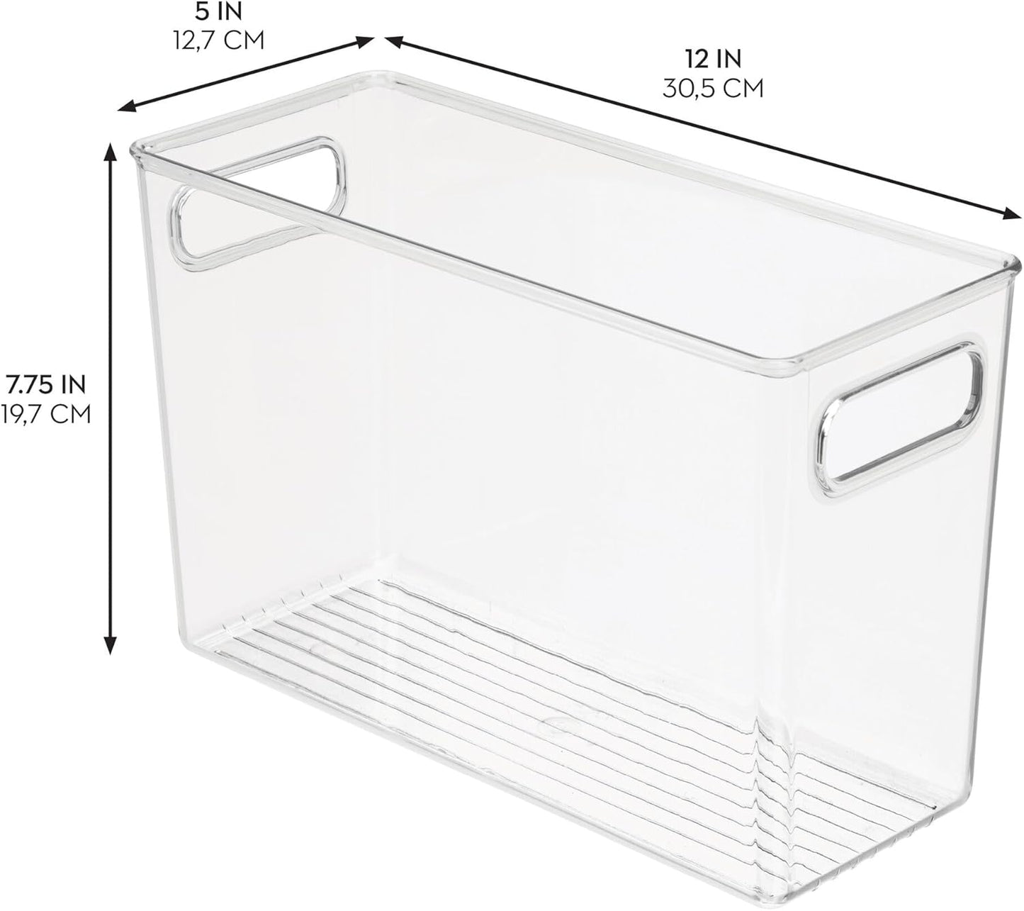 iDesign Tall Plastic Storage Bin with Handles for Fridge or Freezer - Set of 8 - Clear - Made in USA