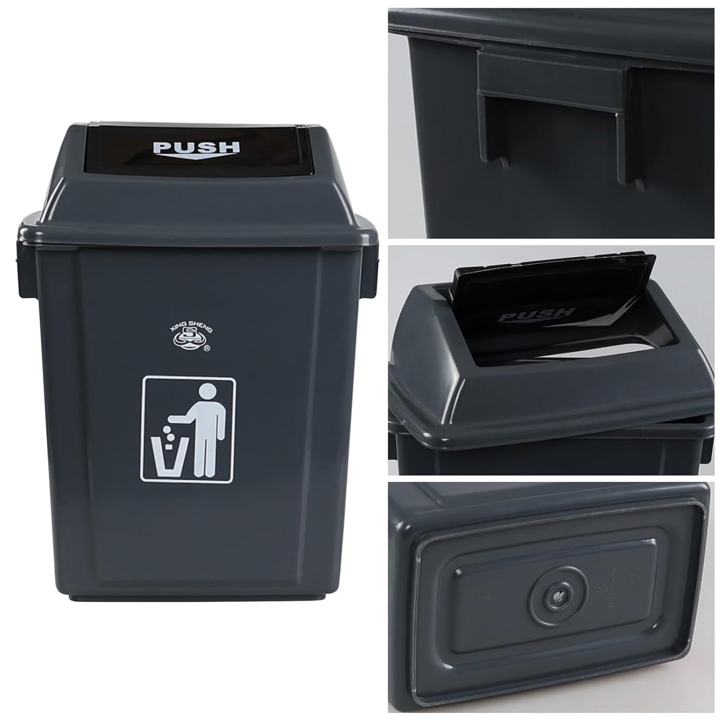 4 Packs 6 Gallon Small Garbage Bin with Lid, Plastic Kitchen Waste Bin, Grey