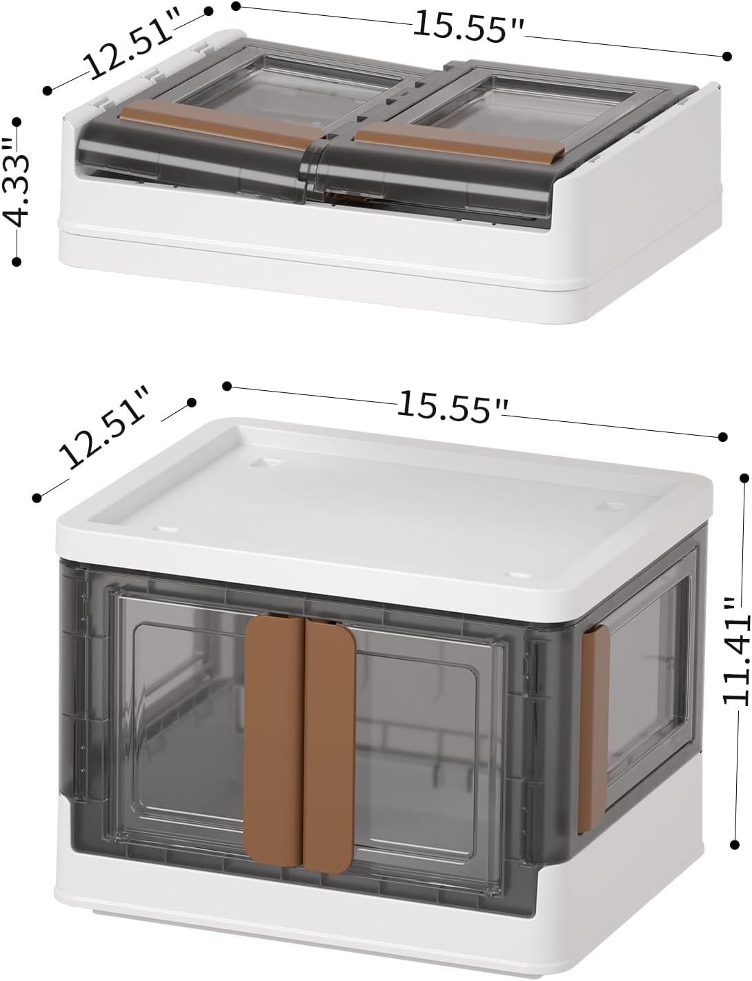 HAIXIN Closet Organizers and Storage, 4 Doors Opening Stackable Storage Box, 6.86 Gal Plastic Dorm Room Essentials, Folding Storage Container with Wheels, Cube Bins for Room Organizer, 3 Pack