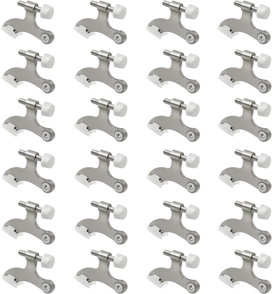24 Pack Hinge Pin Brushed Nickel Door Stopper, Adjustable Heavy Duty Hinge Pin Door Stop with Rubber Bumper Tips
