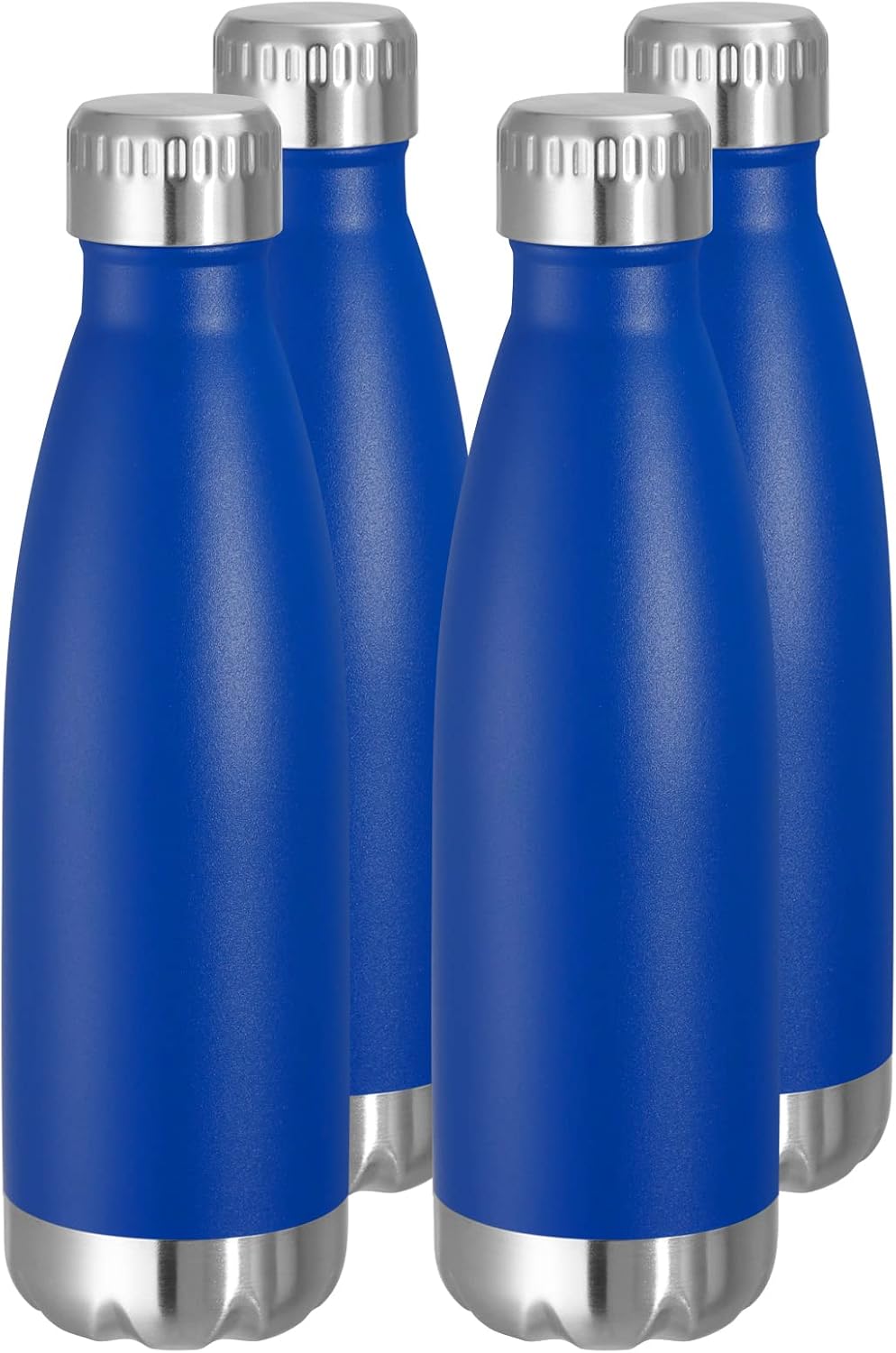 VEGOND 17oz Stainless Steel Water Bottles Bulk, Reusable Metal Sports Water Bottle Keeps Drink Hot and Cold, BPA Free Double Wall Vacuum Cola Shape Insulated Water Bottles for Camping Gym, 4 Pack