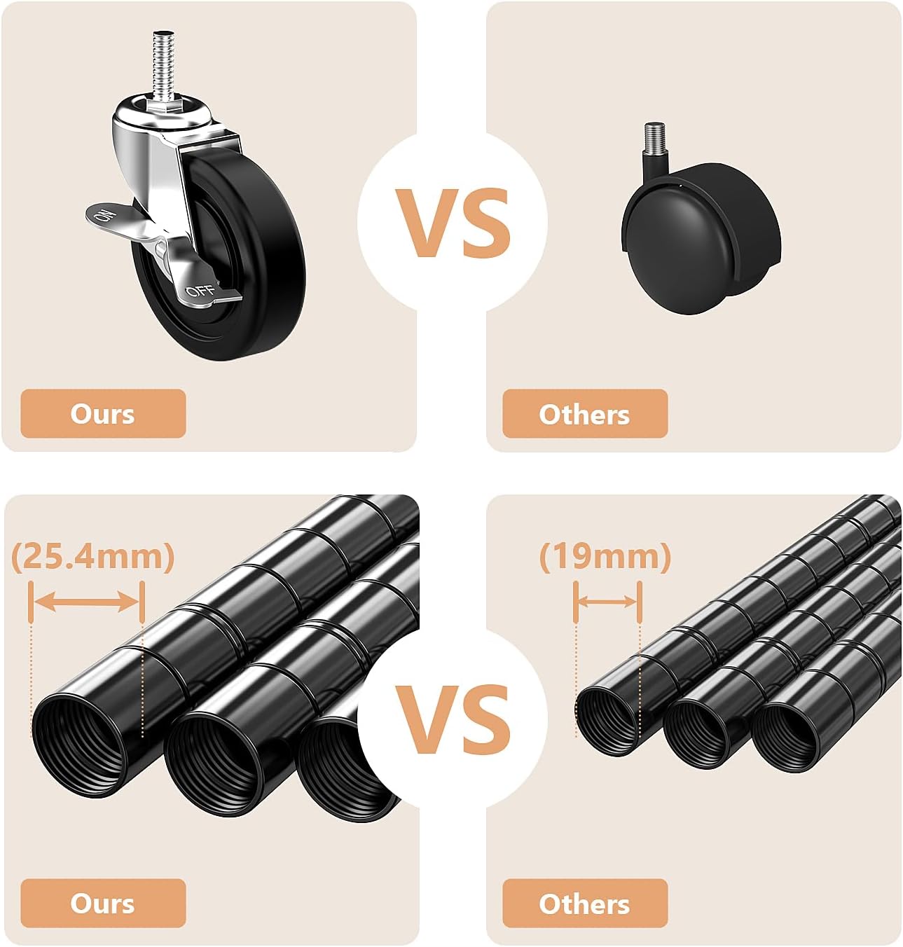 Heavy Duty Rolling Garment Rack 4 Tiers Adjustable Wire Shelving Clothes Rack with Rods and Side Hooks, Storage Closet Clothing Rack with Wheels Black 17.7" D x 47.2" W x 83.6" H