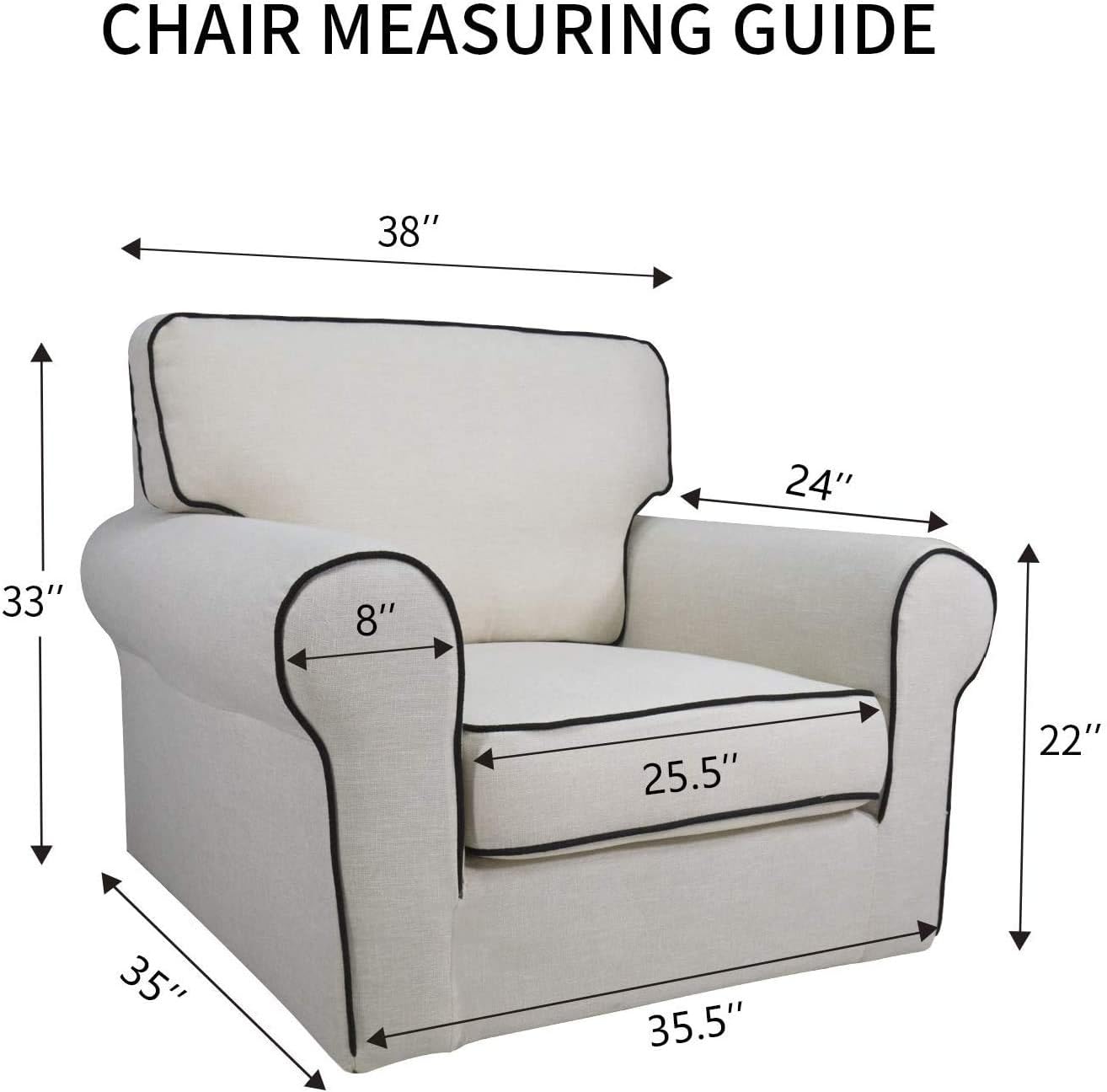 PureFit Reversible Quilted Sofa Cover, Water Resistant Slipcover Furniture Protector, Washable Couch Cover with Non Slip and Elastic Straps for Kids, Dogs, Pets (Chair, Navy/Ivory)