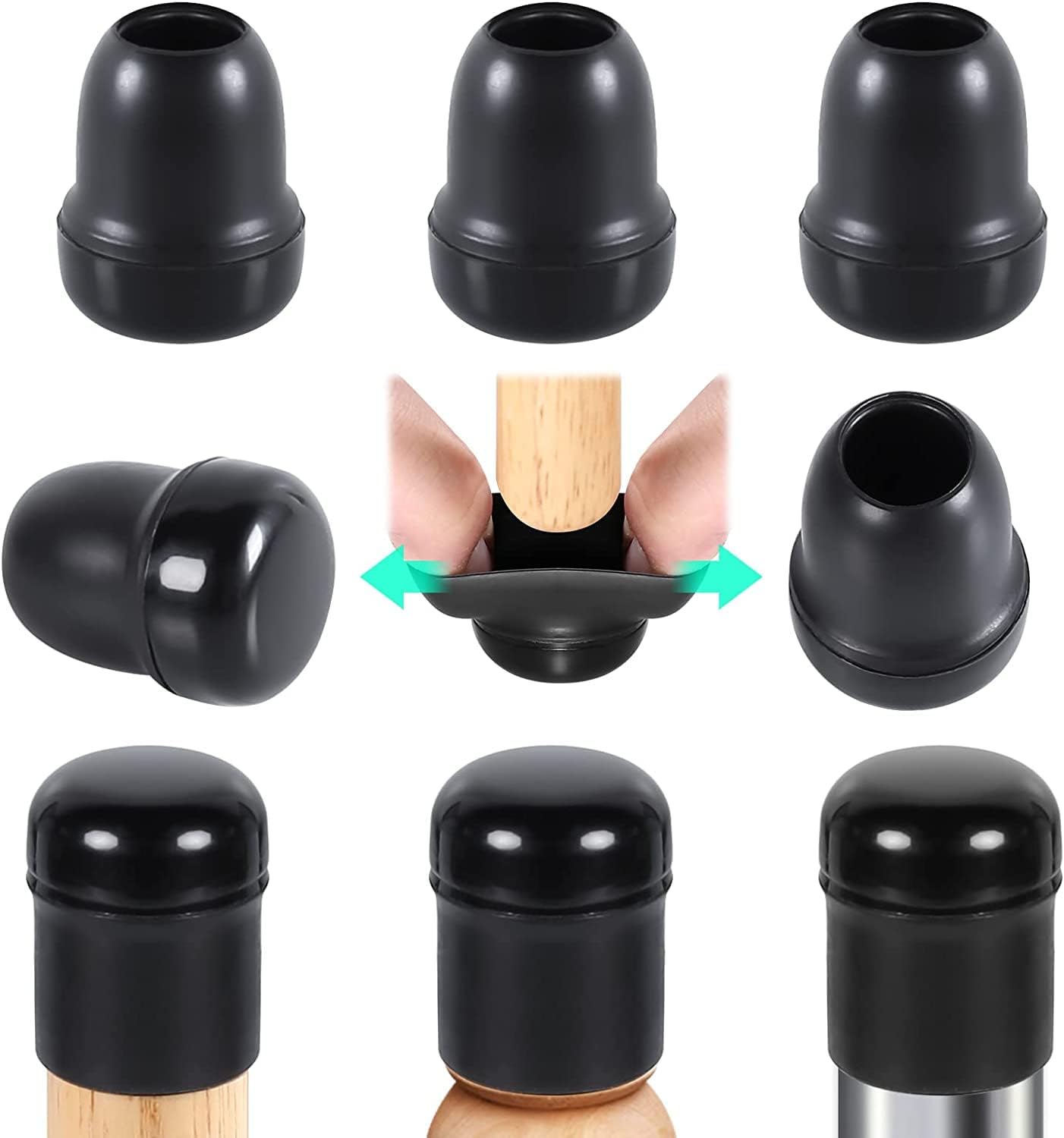 Ezprotekt 24 Pcs Extra Small Chair Leg Sliders for Carpet, Black Round Teflon Furniture Pads for Rug Glides Easily Without Scratches - for Table, Couch, Patio Chair Legs (S Fit: 0.55" - 0.75")