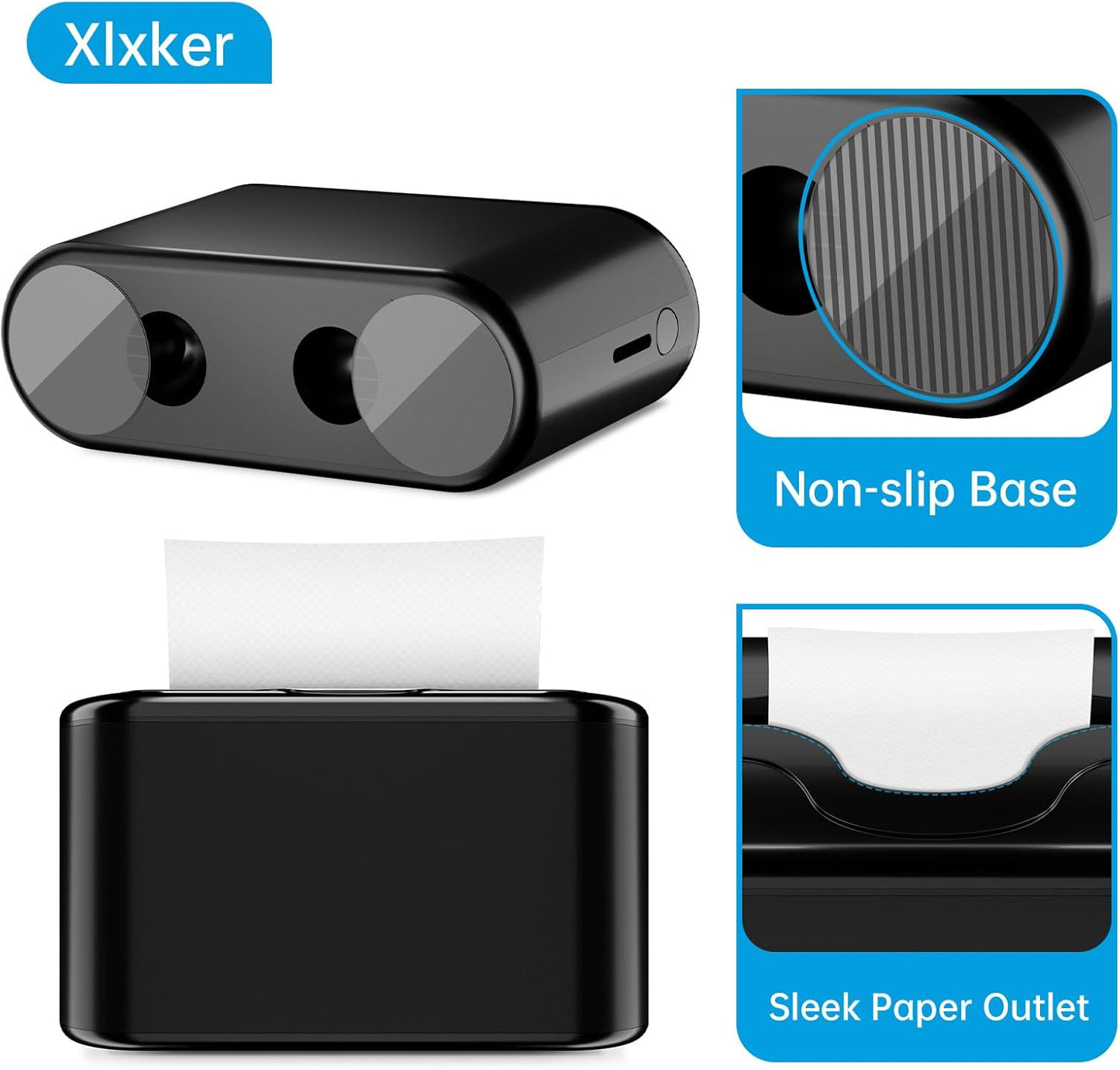 Multifold Paper Towel Dispenser Countertop, Hand Towel Dispenser for Bedroom, Bathroom, Kitchen, Toilet (Black)