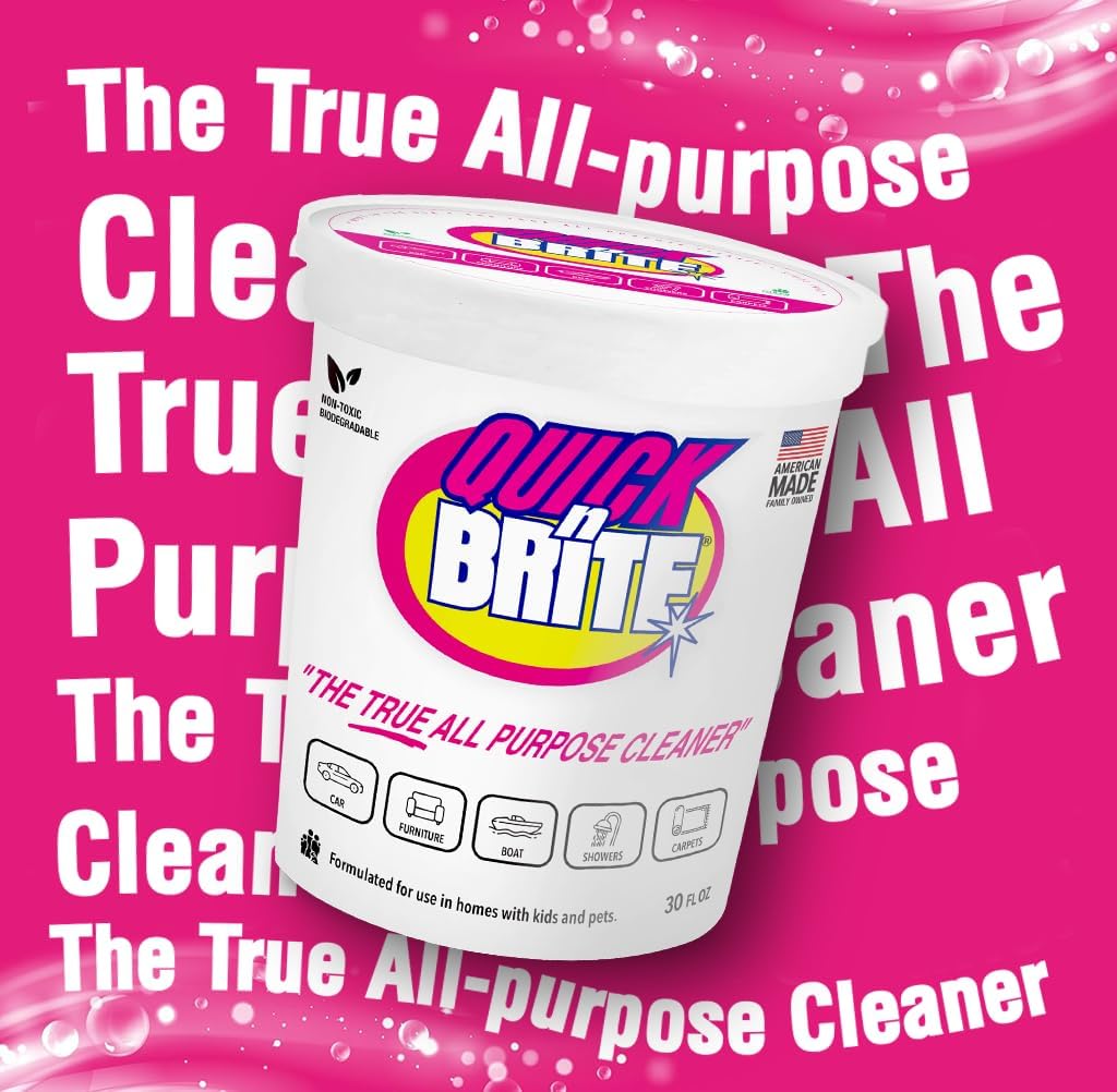 Quick 'n Brite All Purpose Cleaning Paste – Kid & Pet Safe, Powerful Multi-Surface Cleaner for Kitchens, Carpets, BBQ, Tubs & More – 32 oz Biodegradable