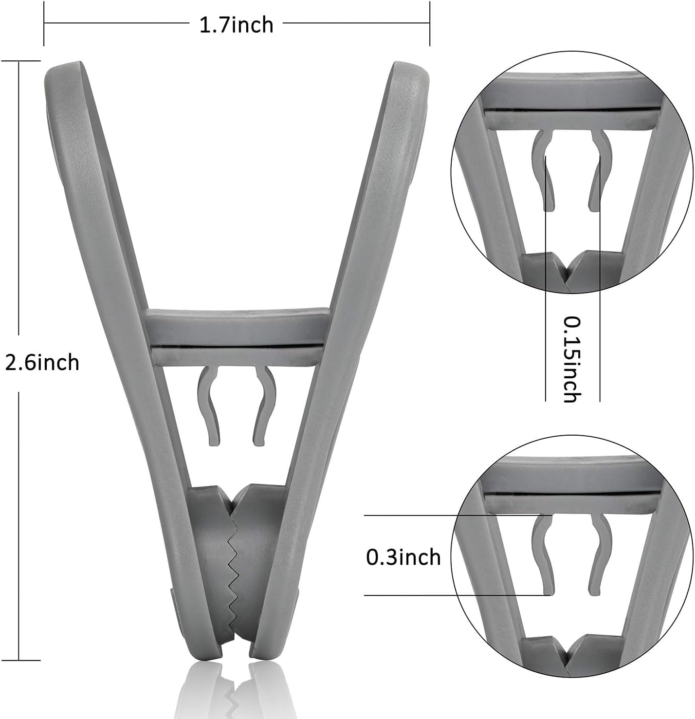 Tinfol 50pc Grey Plastic Hanger Clips, Strong Pinch Grip Finger Clips for Plastic Clothes Hangers, Multi-Purpose Hanger Clips