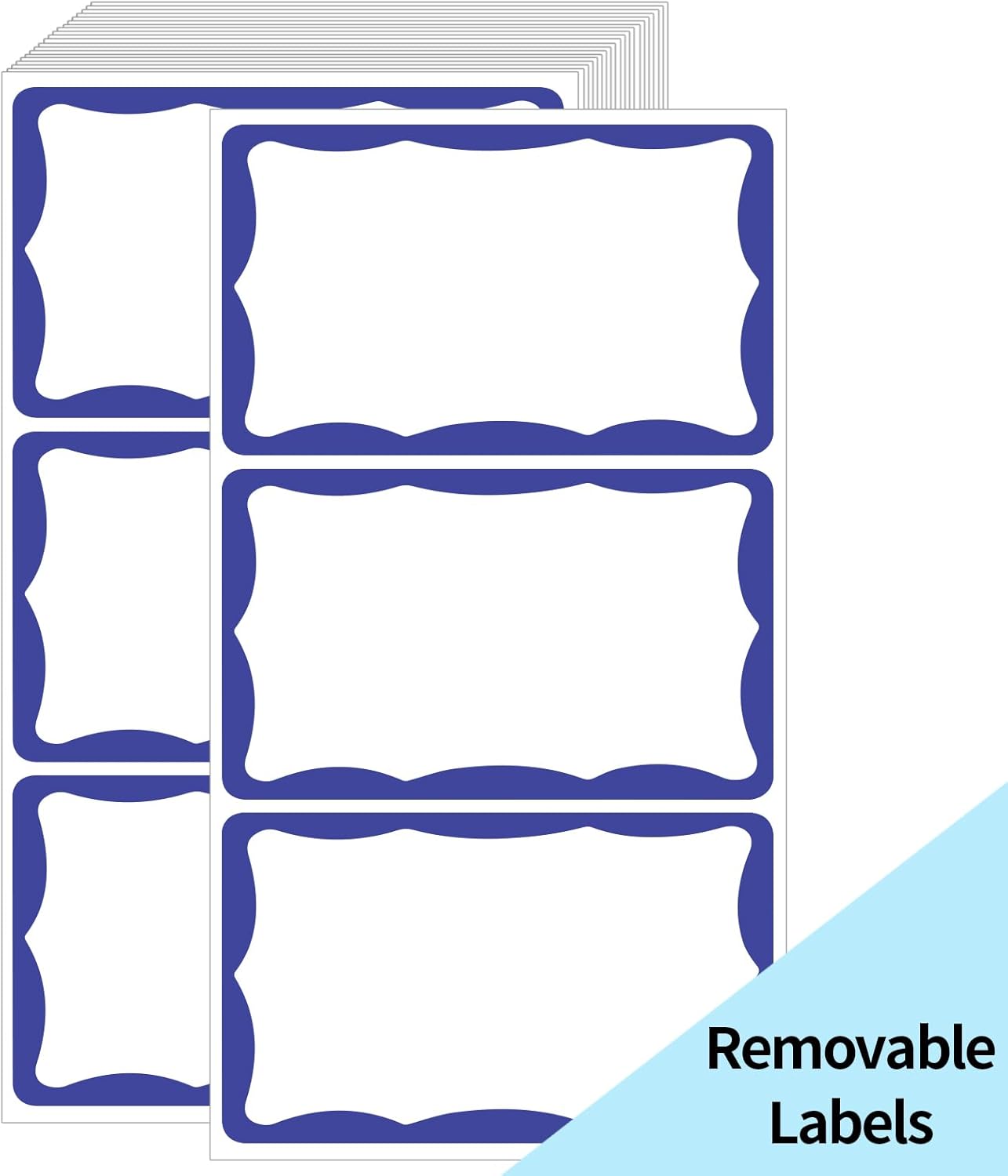 STARLIBOO Colored Labels Stickers, 3X5 Inch Removable Large Label Stickers for Moving Boxes and Storage Bins- Waterproof- Writable- Tear Resistant (Blue)