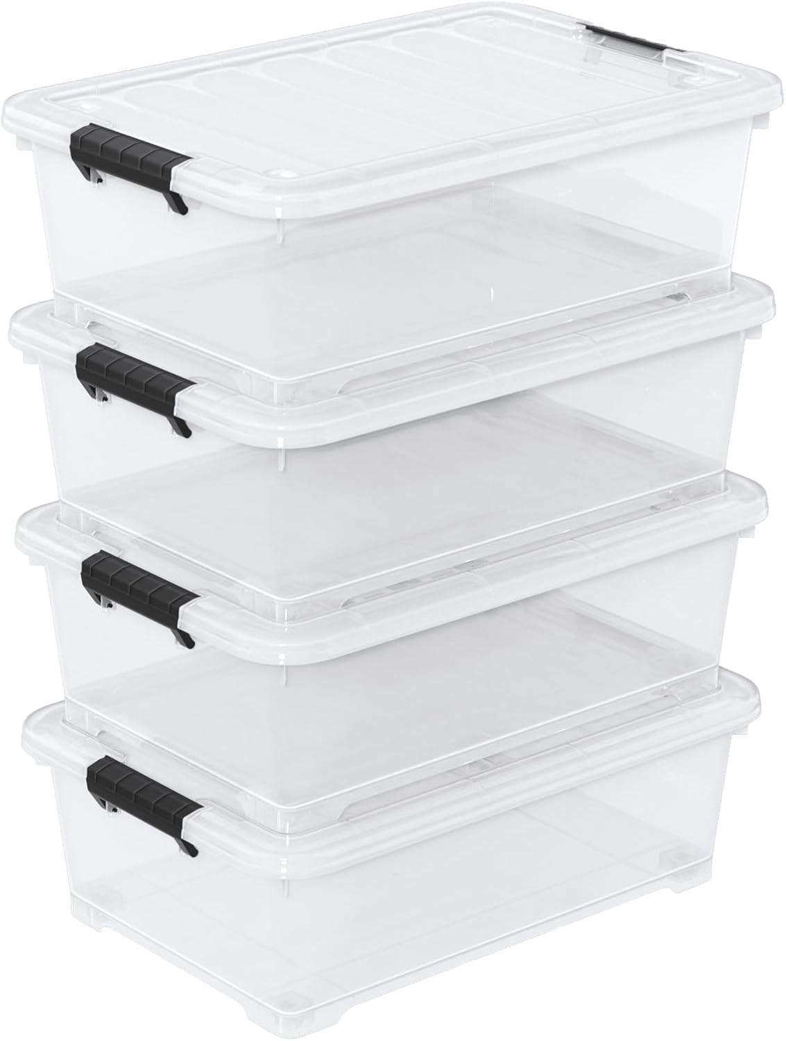 20L Under Bed Storage Containers, Closet Organizers and Storage Bins, Under Bed Storage Box with Wheels, Set of 4