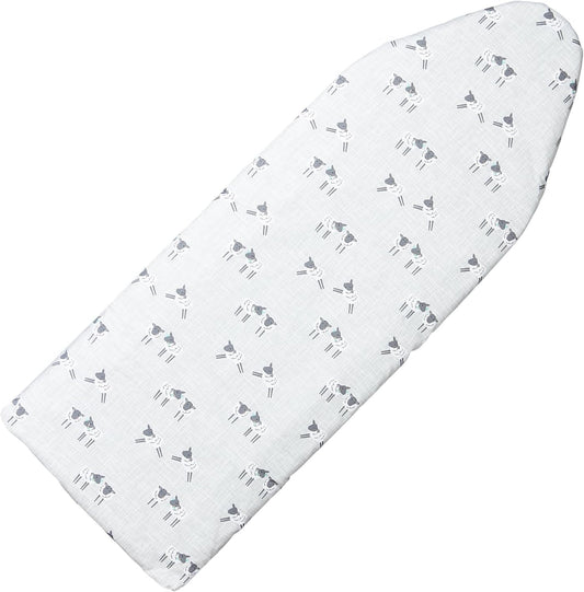 Over The Door Ironing Board Cover 13 x 37 inch, Small Iron Board Cover w 3 Layers Heat Reflective Thick Padding with Hook and Loop Fasteners (Gray Sheep)
