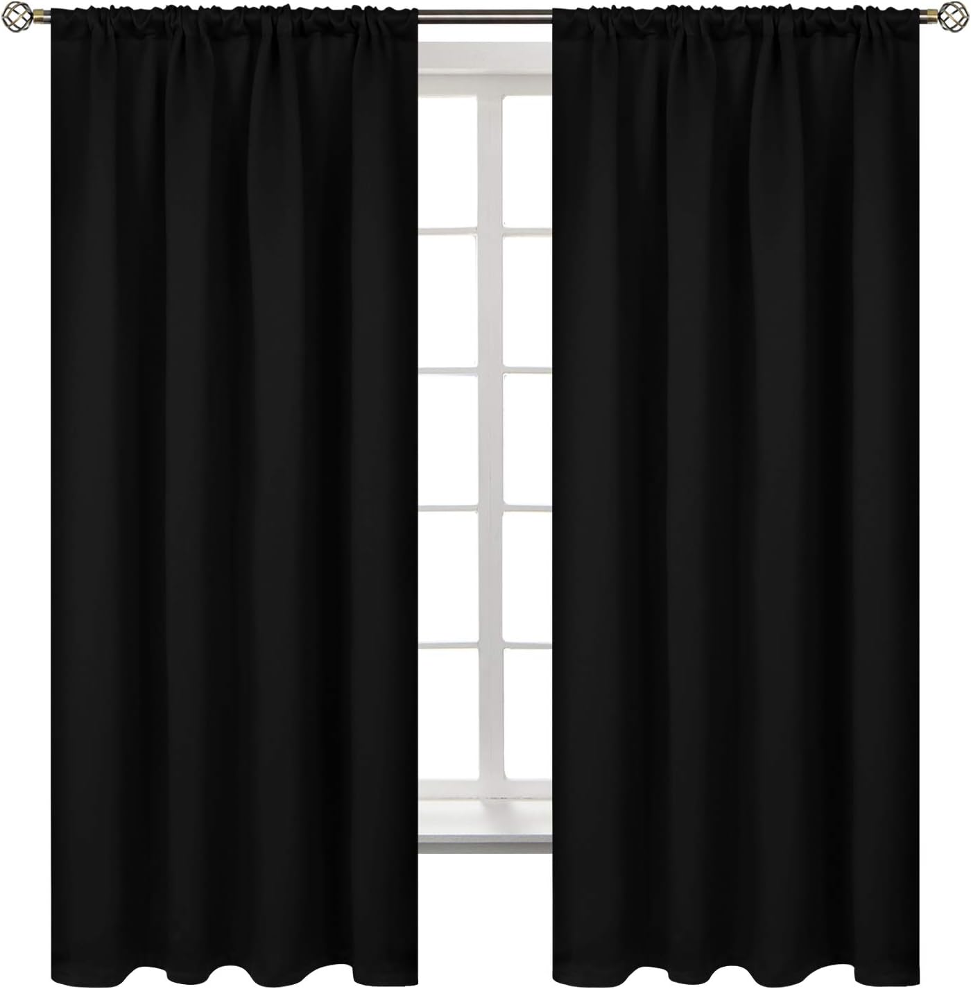 BGment Black Out Thermal Curtains 63 Inch Length for Bedroom 2 Panels - Room Darkening Window Drapes with Rod Pocket Insulated Blinds Privacy for Living Room, 42 x 63 Inch