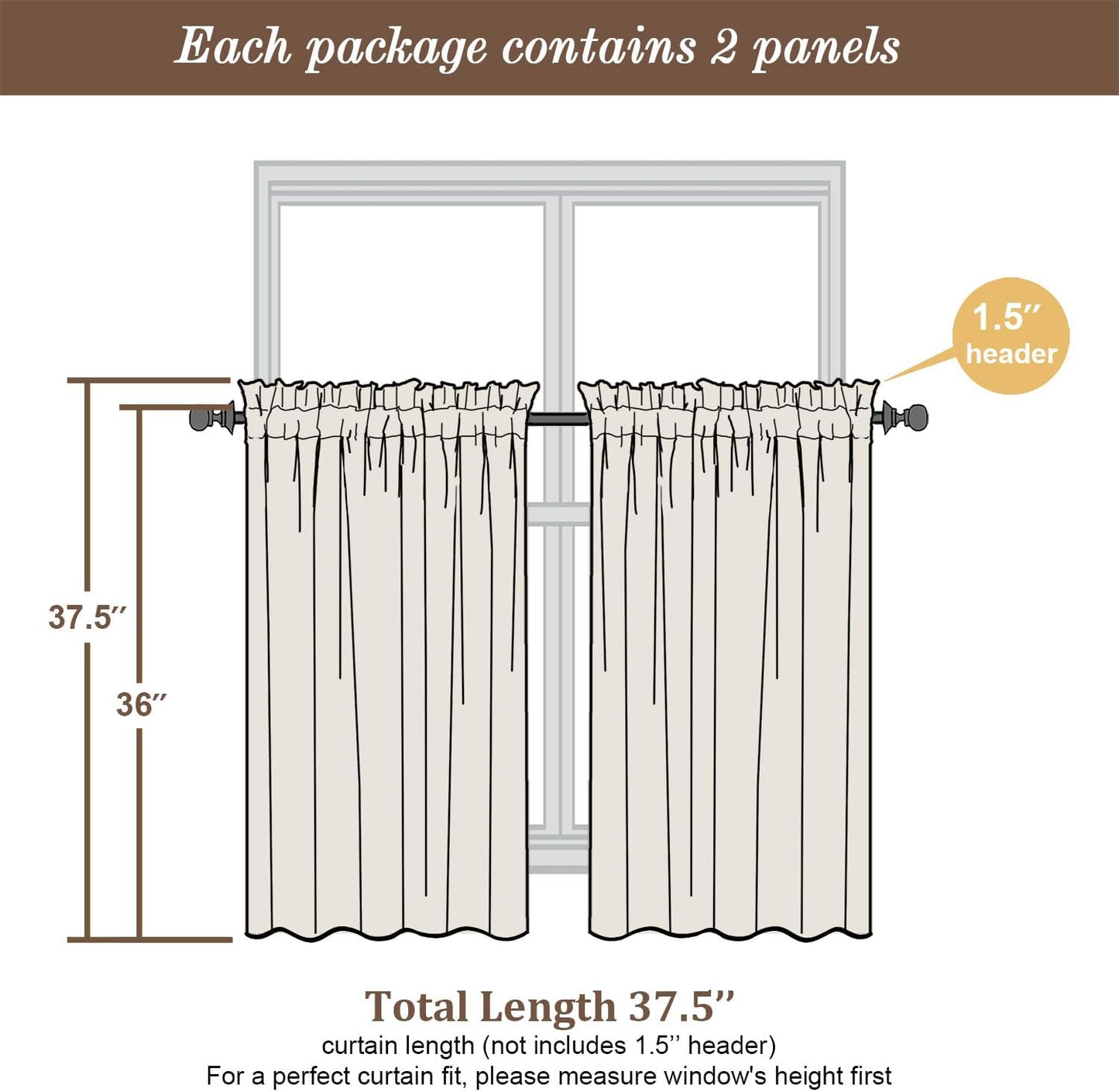 Chyhomenyc Sage Green Sheer Curtains 36 Inch Length, Short Voile Sheer Window Curtians for Small Window Bathroom Cafe Living Room, Set of 2, 42W x 36L inches, Rod Pocket,