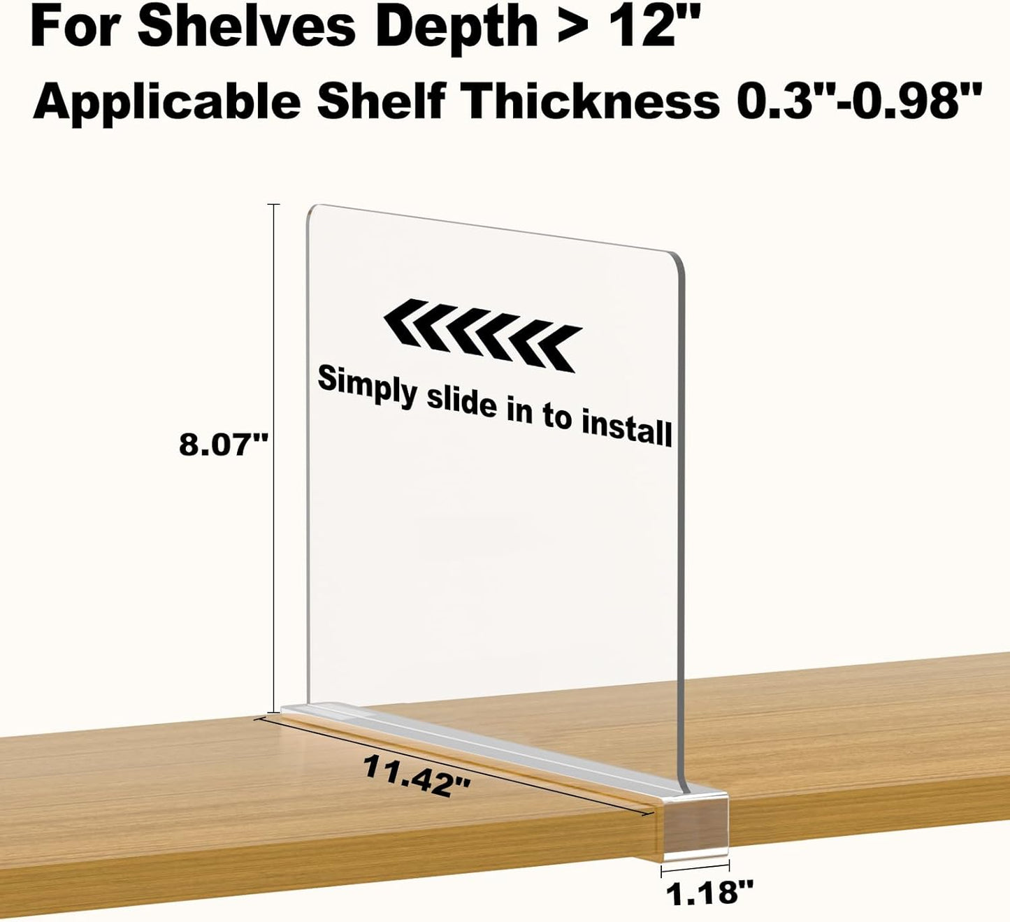 Shelf Dividers Purse Organizer for Closet: 6-Pack Acrylic Bag Storage Organizer for Handbags, Clutches, Clothes, Sweater, Towel on Wood Shelves